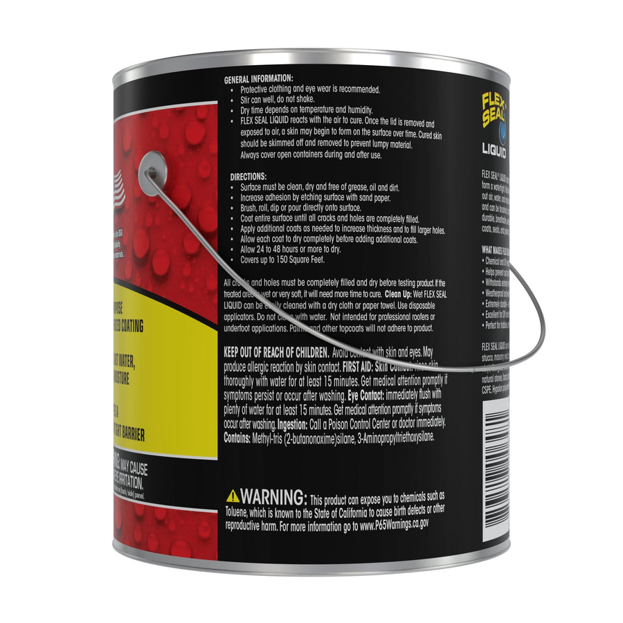 Rubber Coating Sealant, Flex Seal Liquid, Waterproof, Flexible, Breathable, and UV Resistant, Roof Repair, Basements, RV, Campers, Trailers, Marine, EPDM, Masonry, Black, 1 Gallon