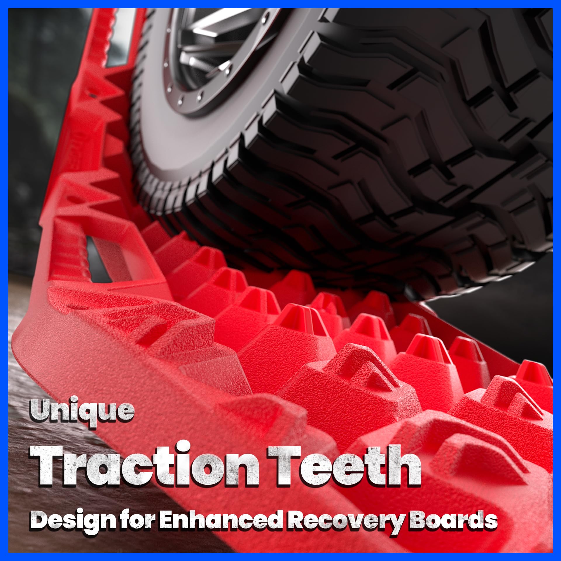 Tyger Auto Off-Road Topo Recovery Boards | Jack Lift Compatible | Extra Wide | Emergency Rescue on Mud, Snow, Sand for Trucks SUV | Tire Wheel Traction Mat Ramp Pads | Pair Set | Red | TG-RD2U22237