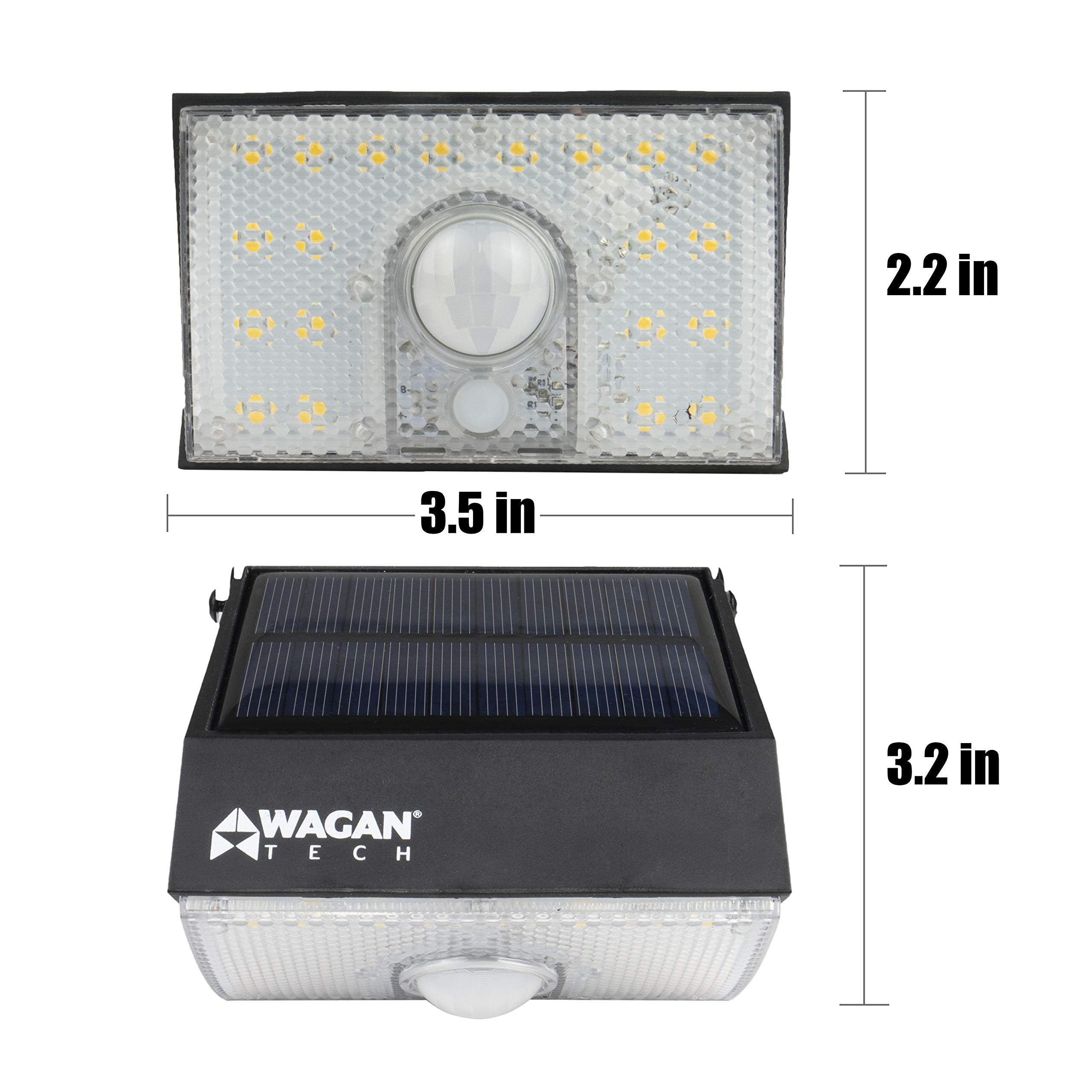 Wagan 1000 Lumens EL8570 Outdoor LED Solar Wall Light Waterproof Motion Detected Light, Black
