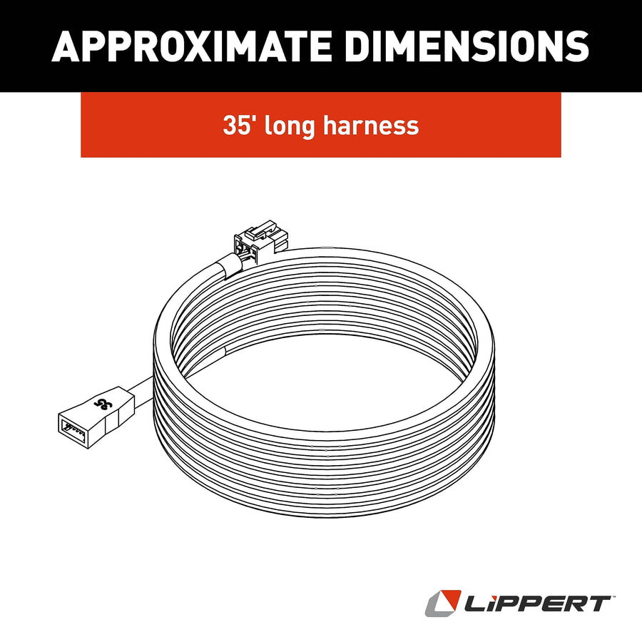 Lippert 35' Replacement Male-to-Female 6-Pin Controller-to-Motor Harness for In-Wall RV Slide-Out Systems, Exact-Match Connectors, Fits 5th Wheel RVs, Travel Trailers, Motorhomes - 238992