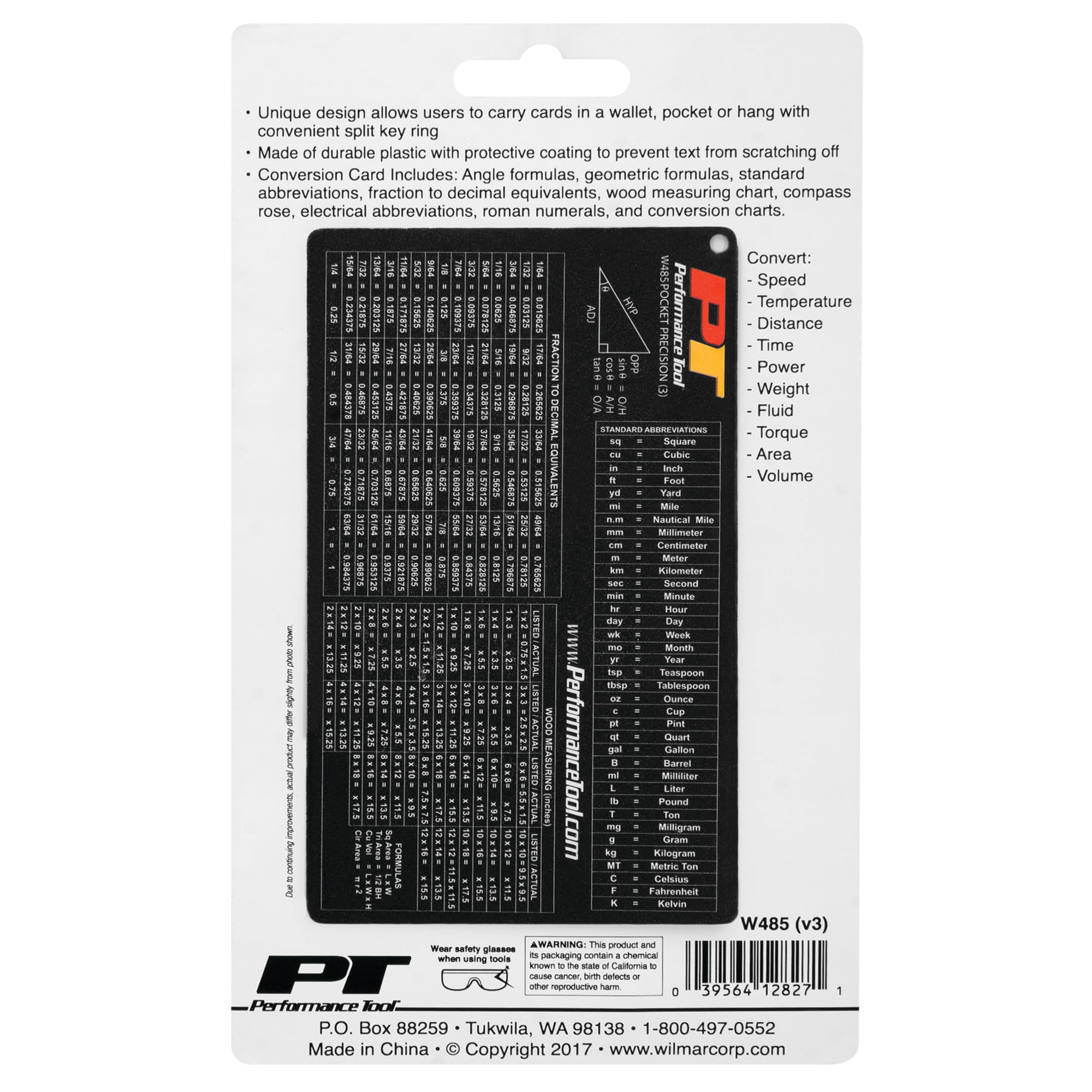 W485 Performance Tool Pocket Precision Reference Cards Set, 1 Pack