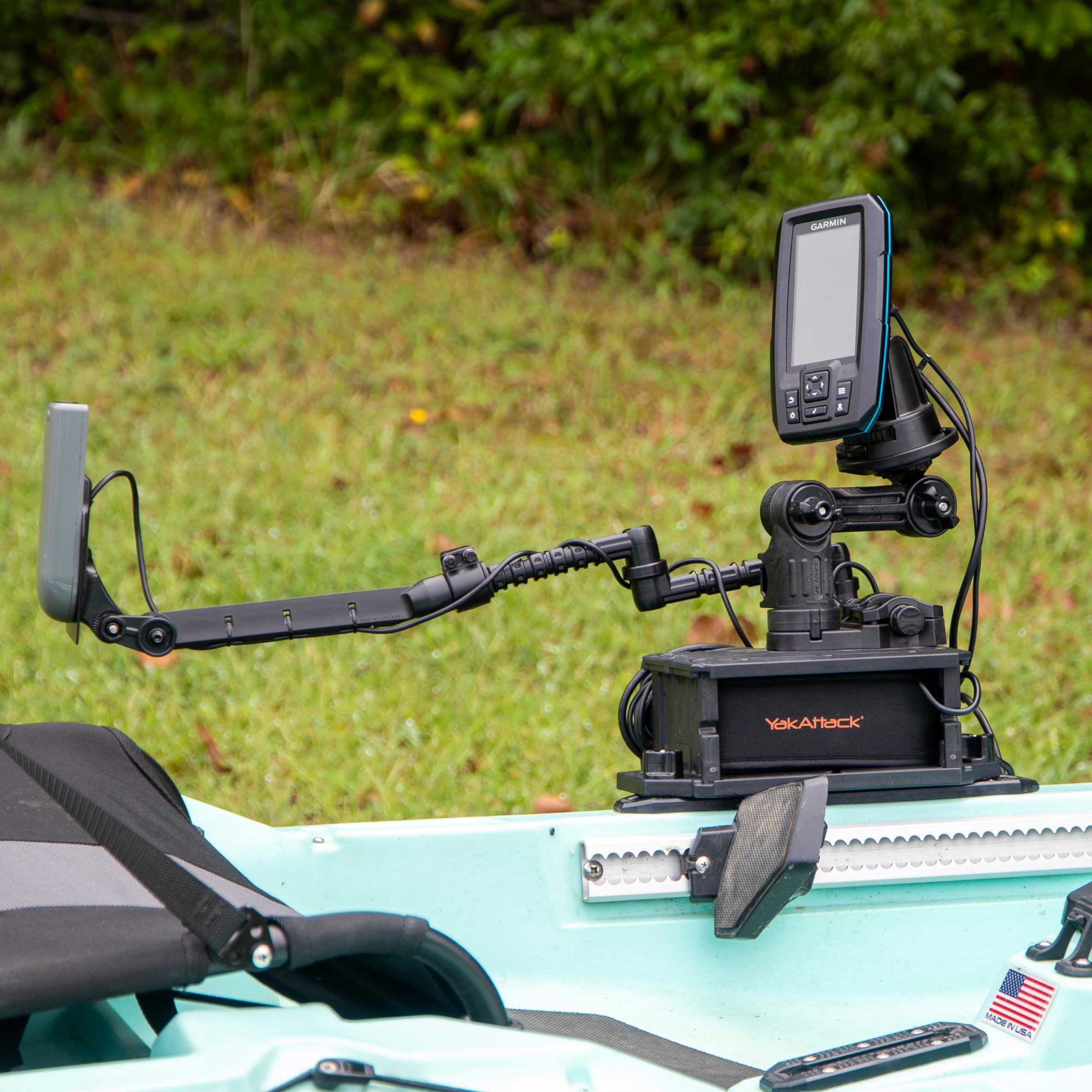 20Ah YakAttack Kayak Fish Finder Battery Power Kit | Portable Lithium-ion Water Resistant Battery Pack Powered by Nocqua | 110 Volt Charger and Device Connection | Kayak Fishing Accessories