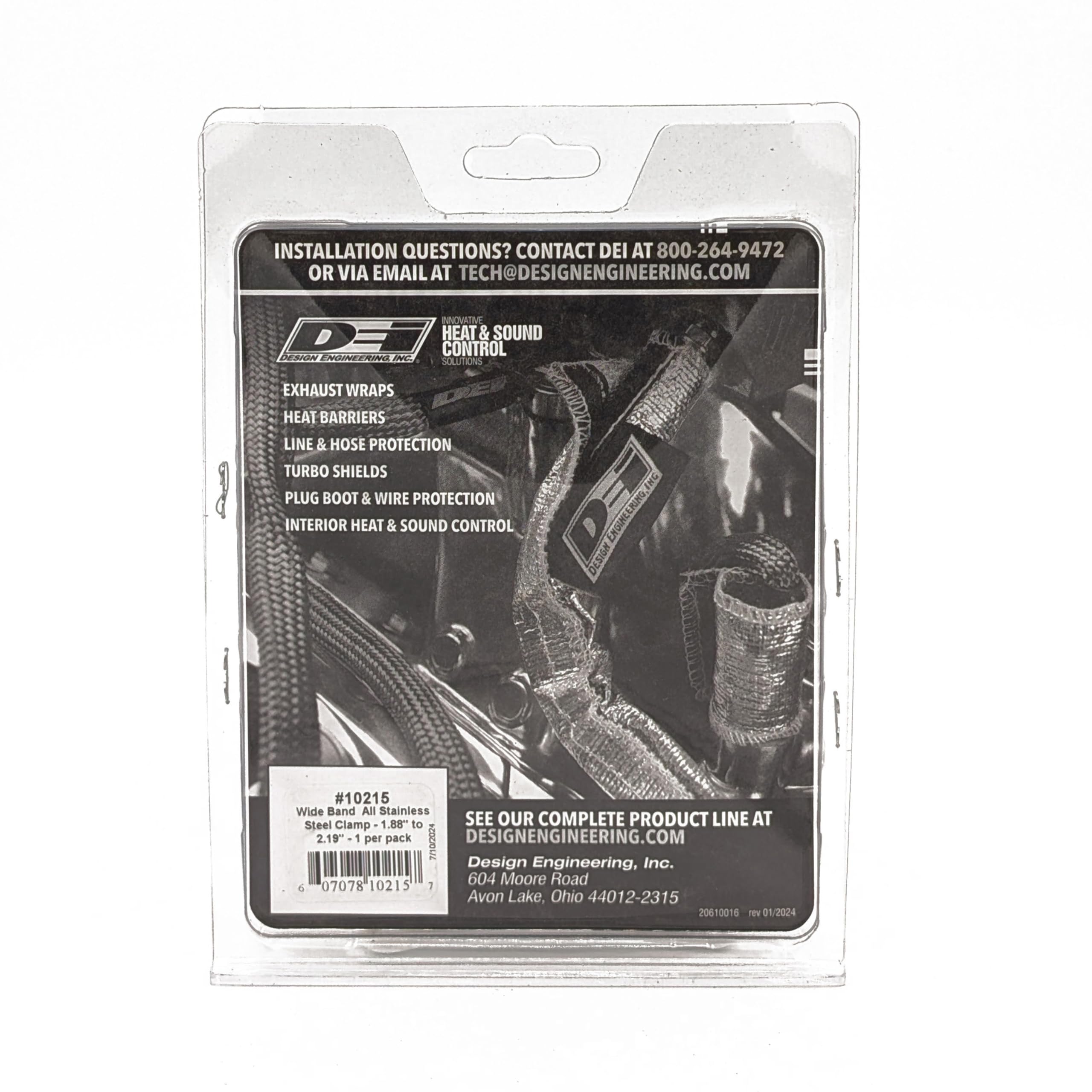 Design Engineering Stainless Steel 010215 Wide Band T-Bar Exhaust Clamp, 1.88" - 2.19"
