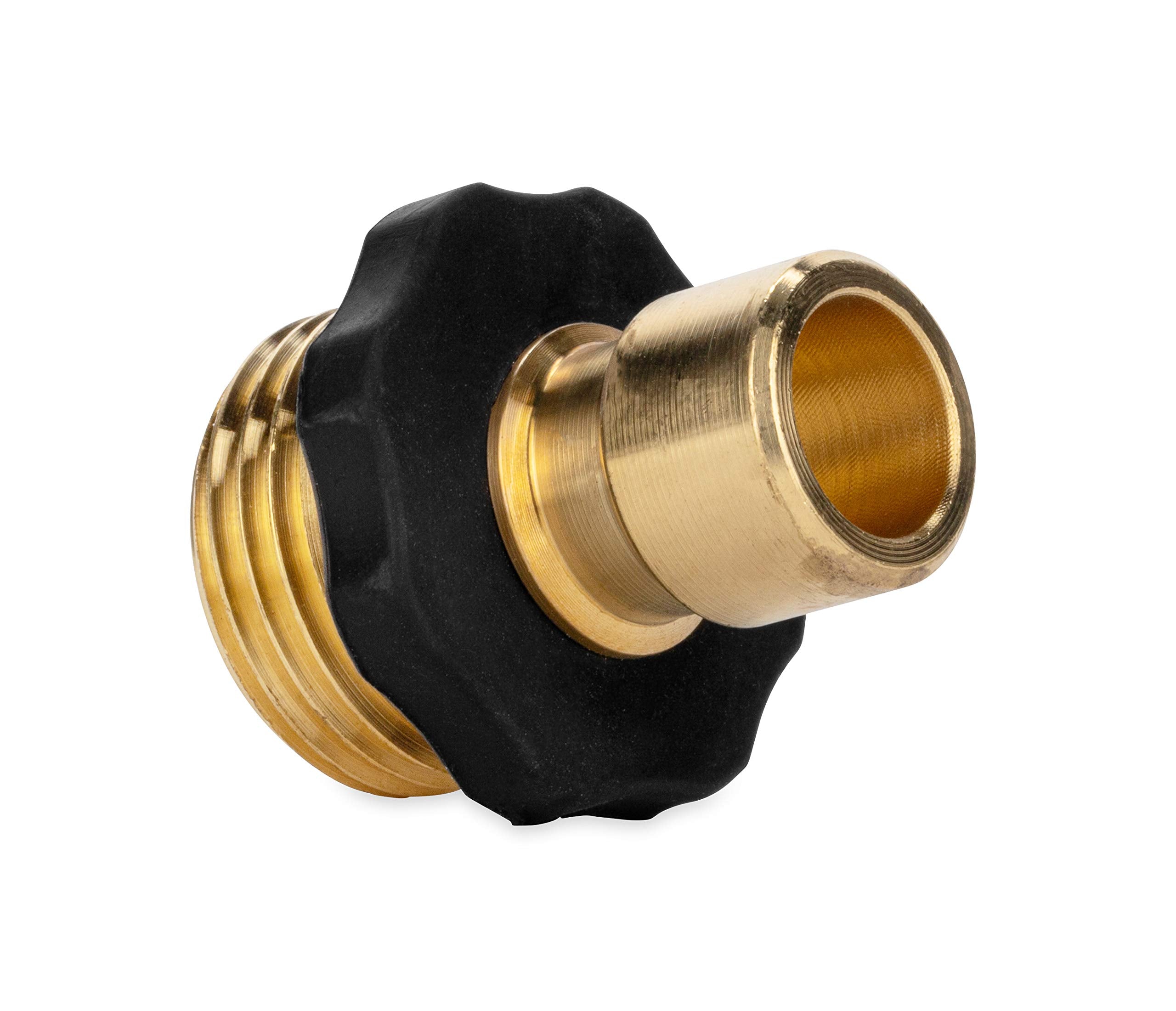 Camco 5/8" Quick Hose Disconnect Brass and Steel - Connect and Disconnect Between Multiple Hose Attachments | Automatic Shut-Off When Disconnected | 1 Female & 3 Male Fittings - 4 Count - (20136)