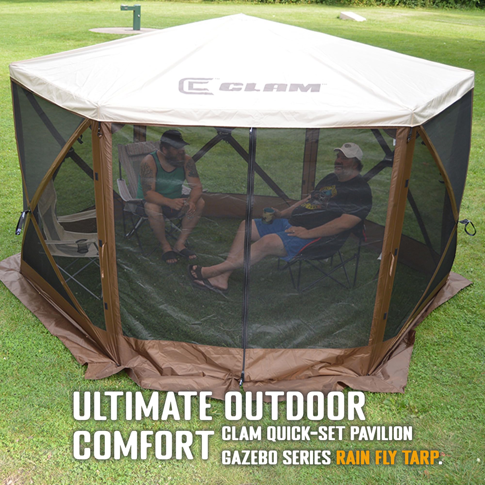 CLAM Quick-Set Pavilion and Pavilion Camper Rain Fly Additional Water and Sun Resistance for Canopy Pop Up Tent Models, Light Tan (Tent Not Included)