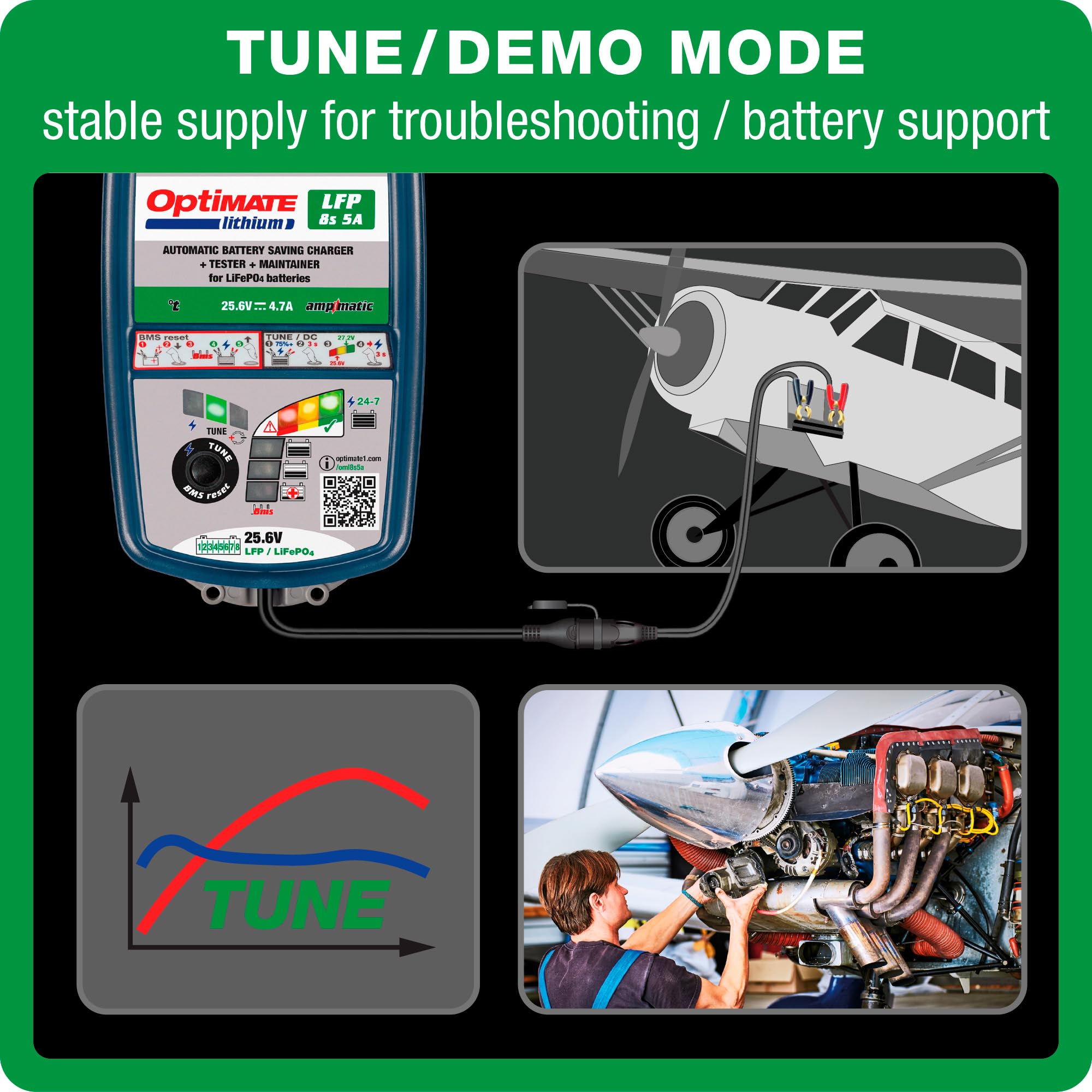Optimate 5A Lithium 8s 10-Step 25.6V/26.4V High Performance Battery Saving Charger & Maintainer