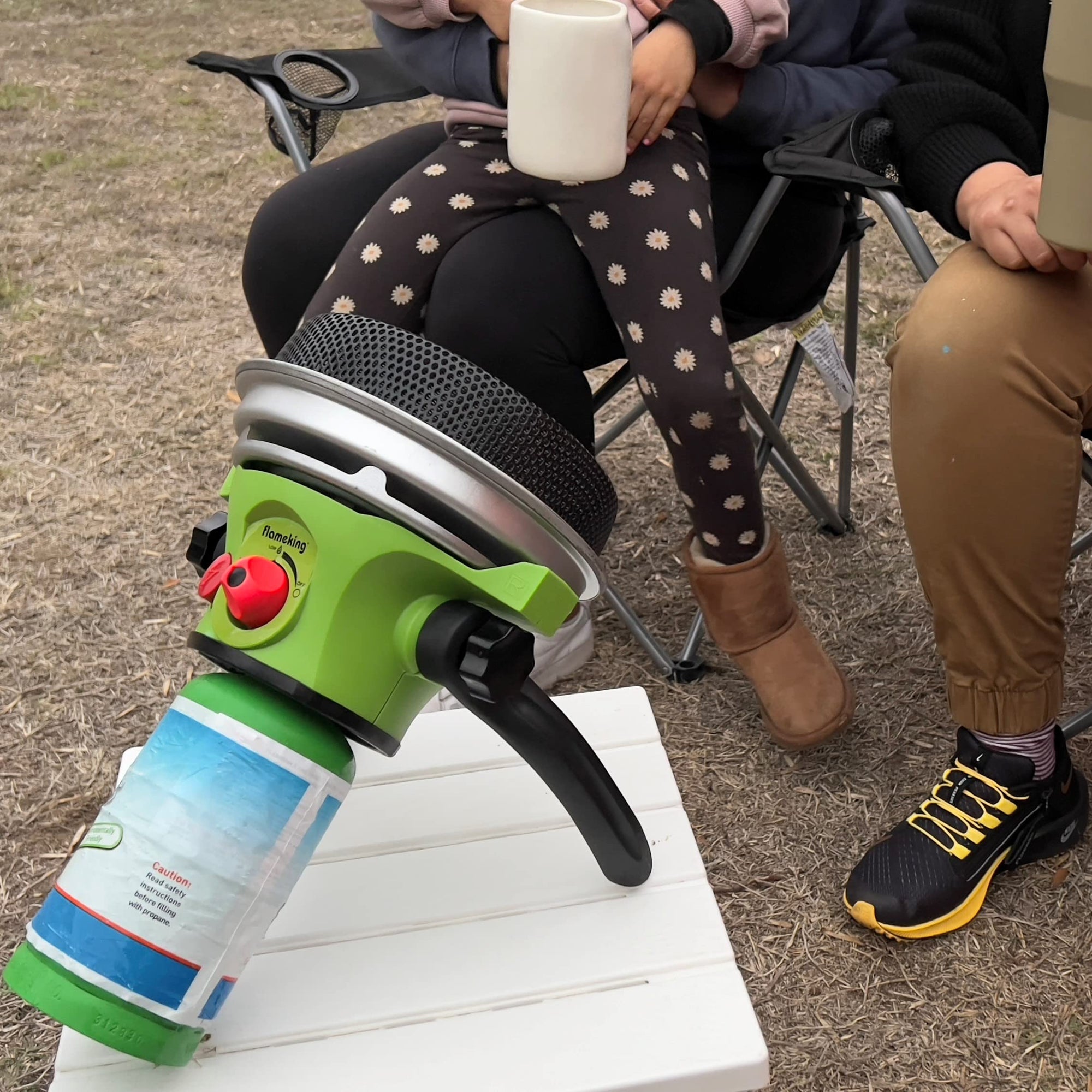 Portable Flame King Propane Gas Outdoor Heater with Piezo Electric Start for Camping, Garage, Ice Fishing, Patio, and Tabletop Green Small