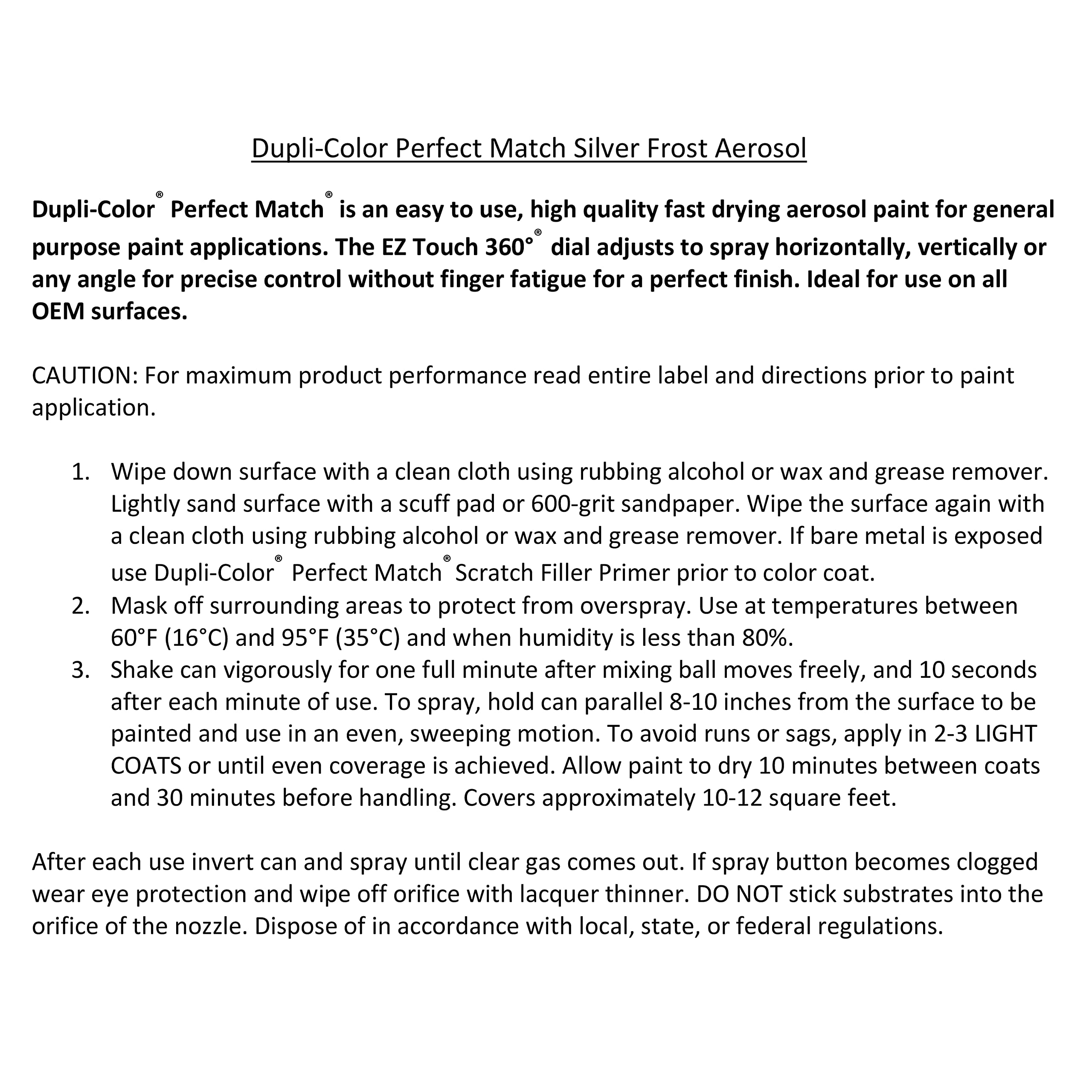 Dupli-Color EBFM03417 Automotive Spray Perfect Match, Ford Silver Frost, TS – 8 oz. Aerosol Can