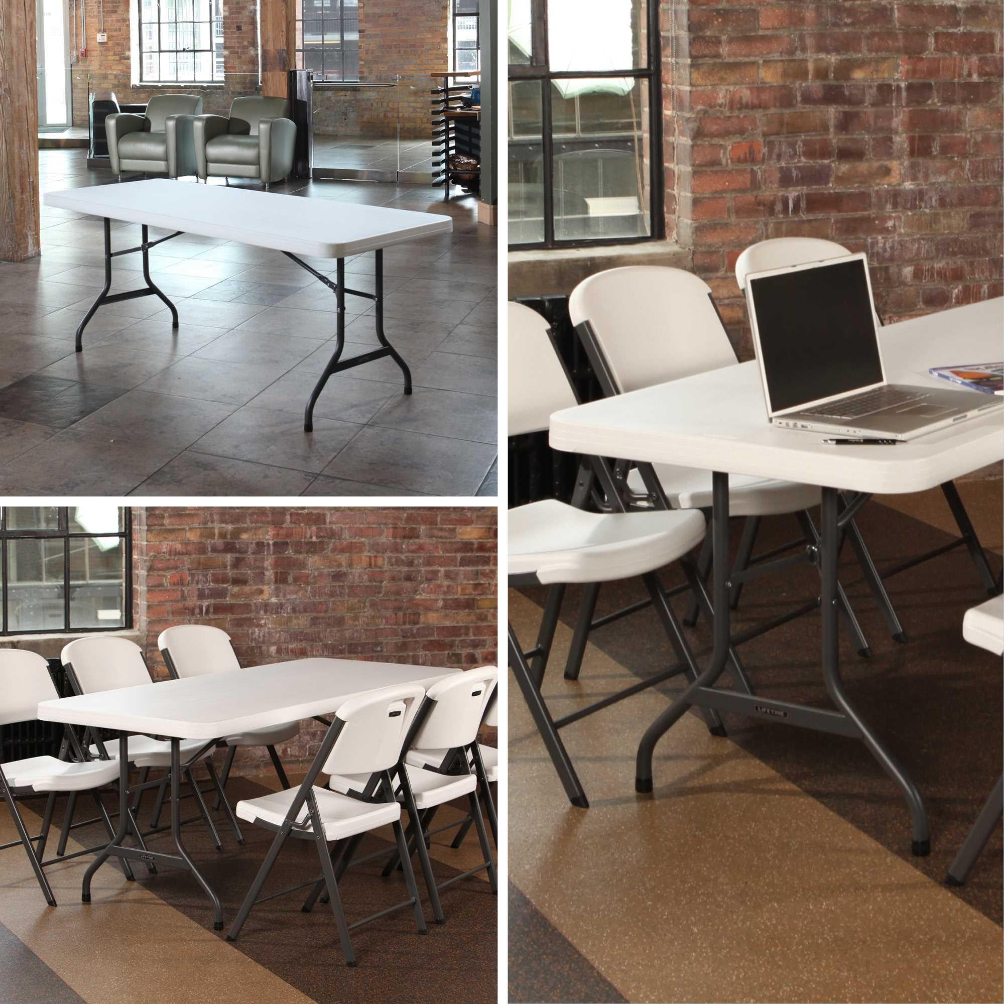 White 6 Ft. Commercial Plastic Folding Banquet Tables