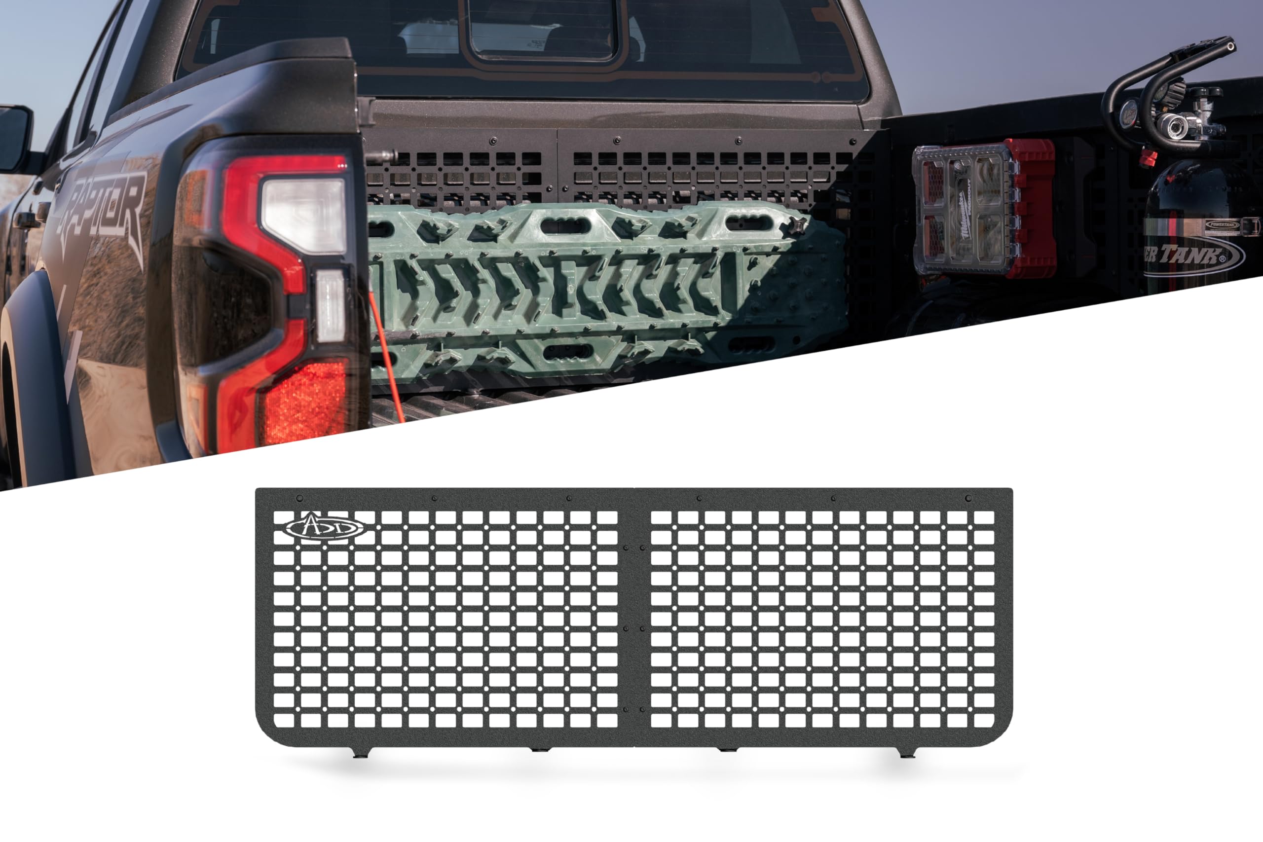 Offroad Bed Cab Molle Panels for 2024-2025 Ford Ranger Raptor ADD | Molle Design for Mounting Tools, Recovery Gear, & Off-Road Supplies | Rigid Fitment | Powder Coated Finish | Steel | Made in the USA