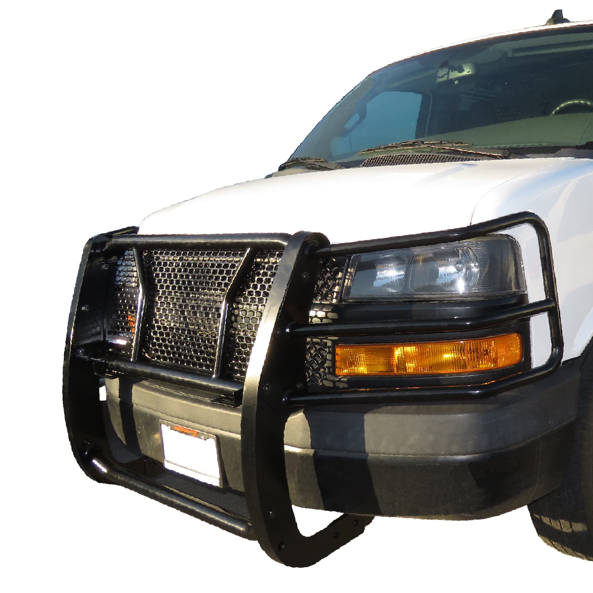 RUGGED Black Horse Heavy Duty Grille Brush Bumper Guard Modular Black Compatible with 2003-2014 Express 1500|2003-2024 Express 2500/3500|2009-2024 Express 4500/Express Cargo-RU-GV02MA-B
