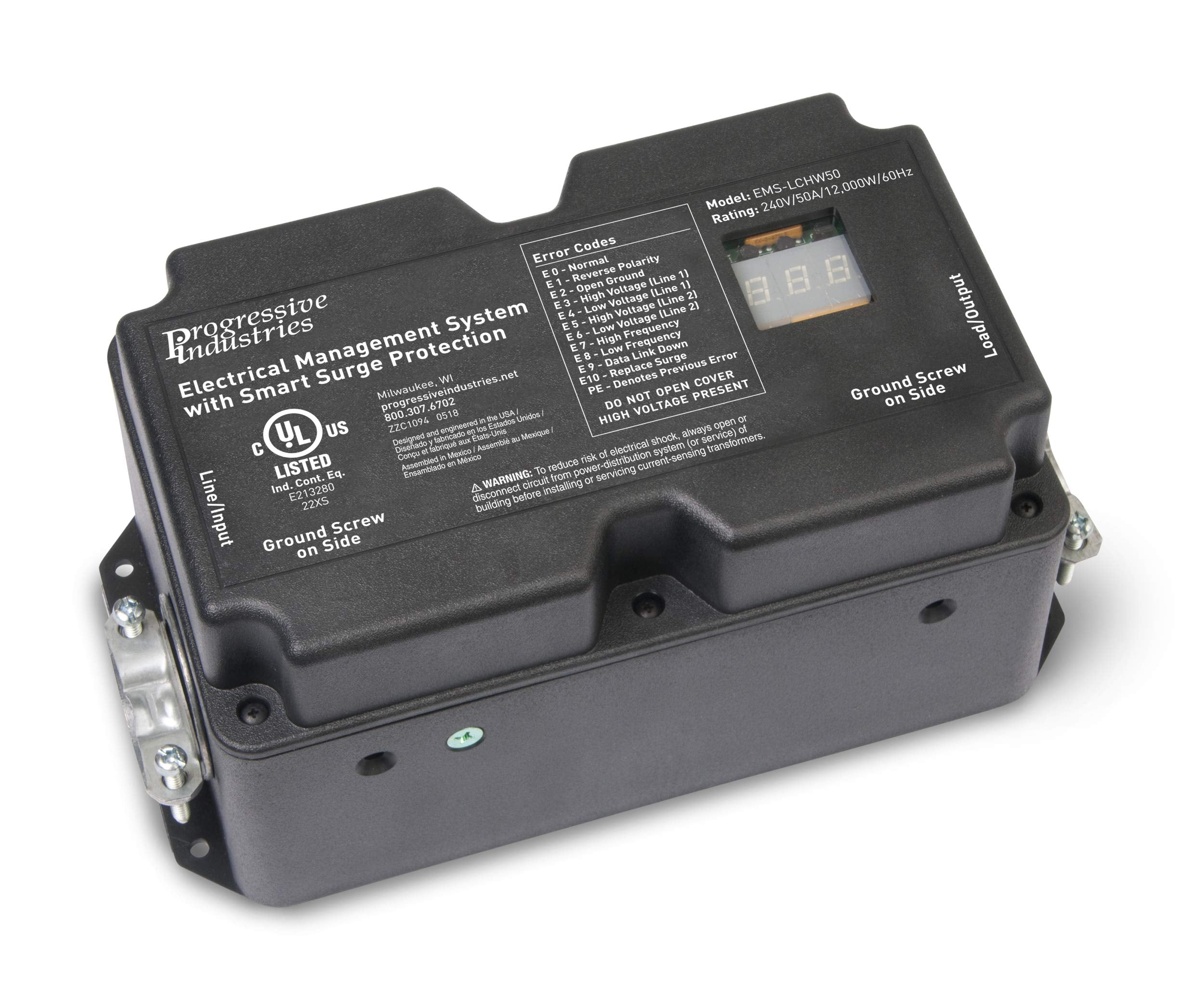 Heavy Duty Progressive Industries EMS-LCHW50 RV Surge Protector, Black, 50 Amp