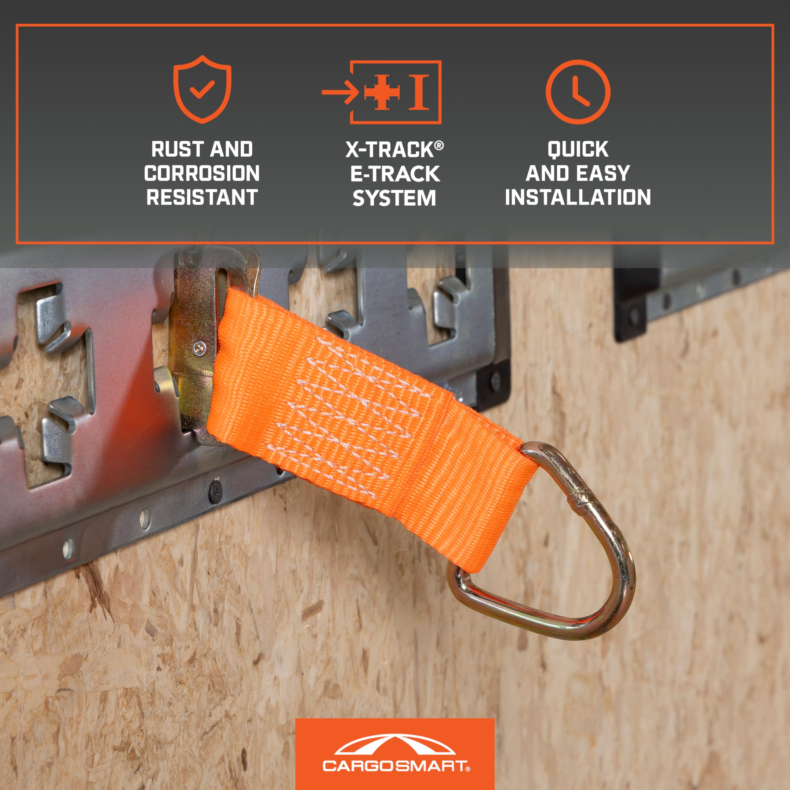 Rope Ring 2" x 6" 2,000 lbs X-Track/E-Track Tie Down Strap 1 Pk Orange