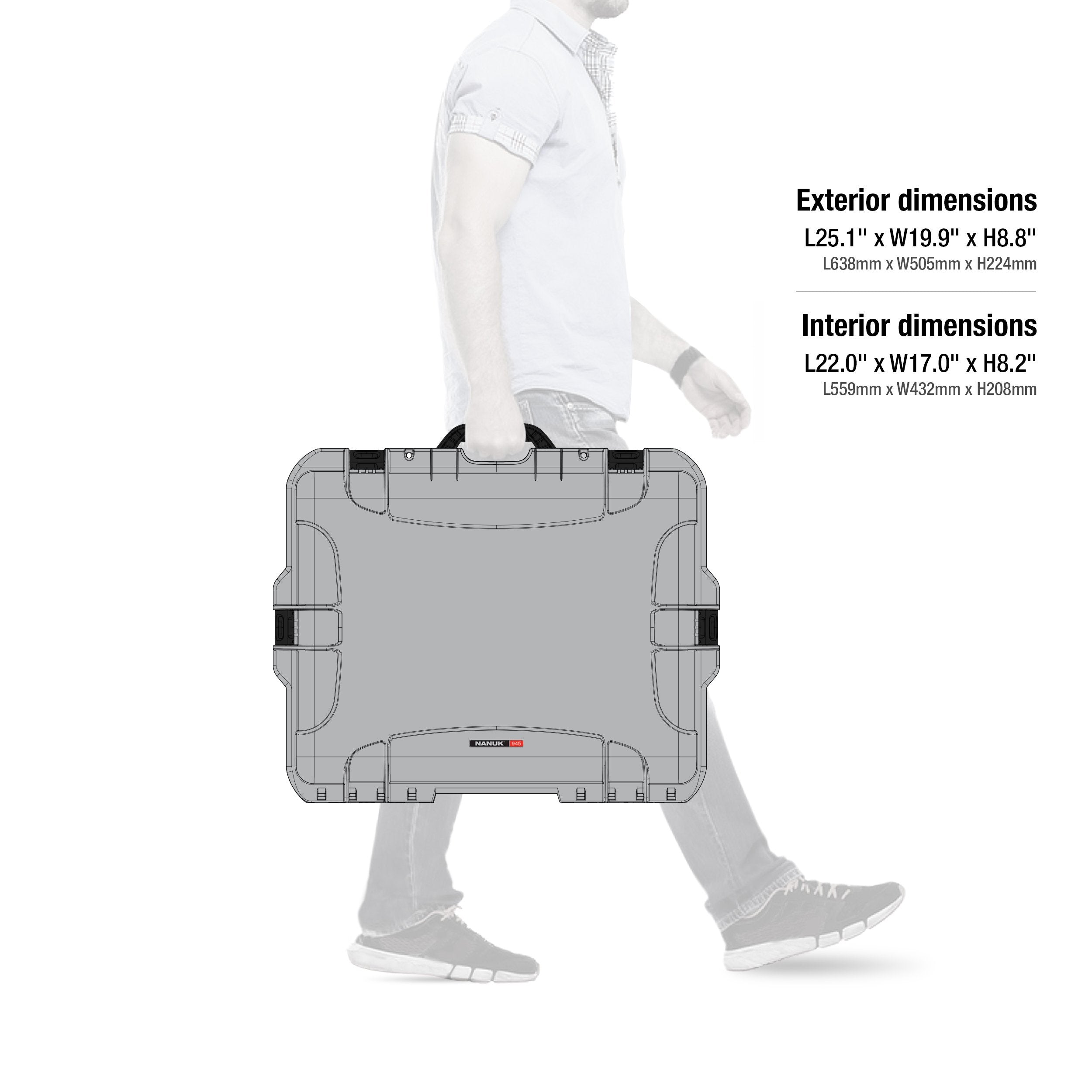 Waterproof Nanuk 945 Hard Case with Padded Dividers - Silver