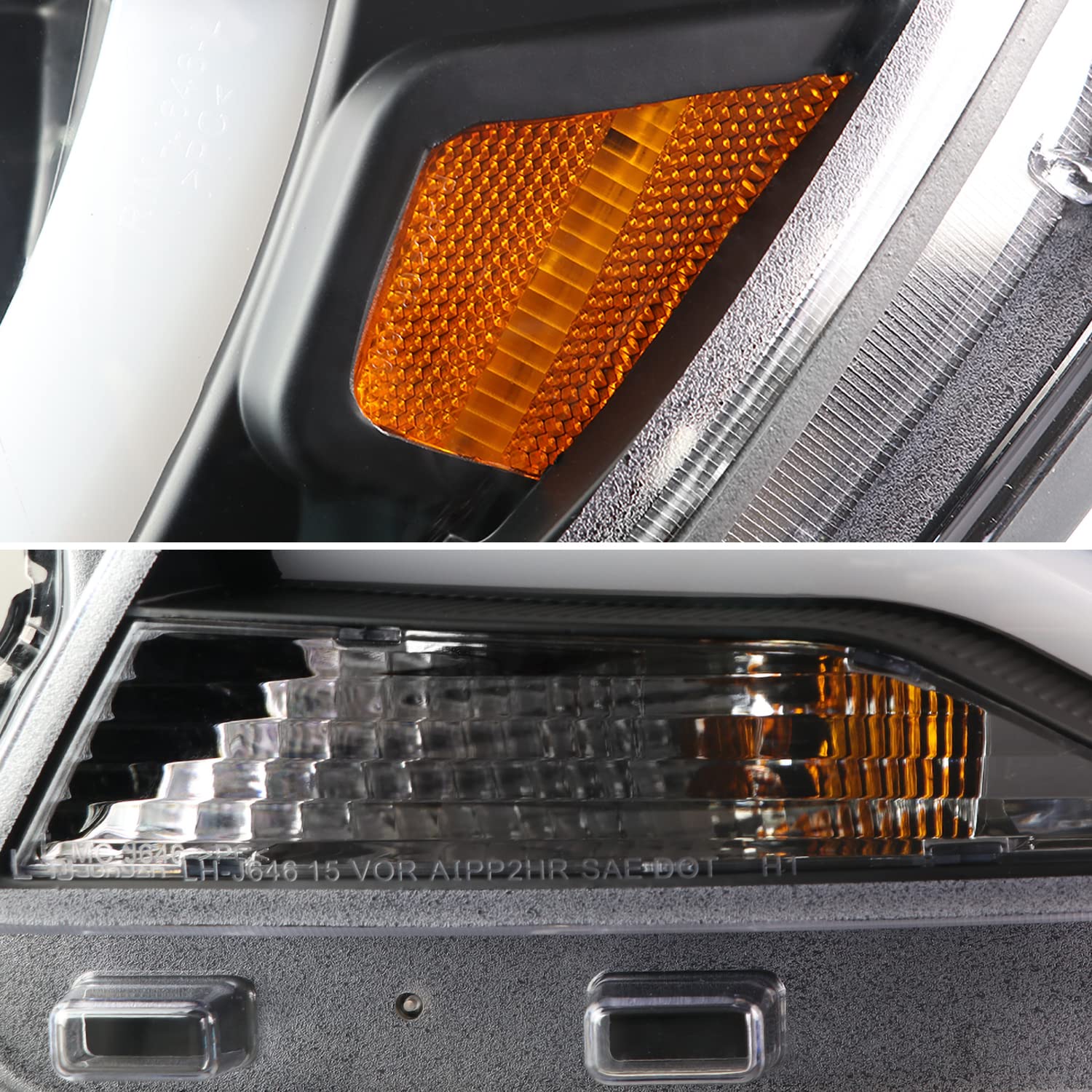 Black LED Light Bar Projector Headlights SPEC-D TUNING Compatible with 2015-2022 Chevy Colorado, Left + Right Pair Headlamps Assembly