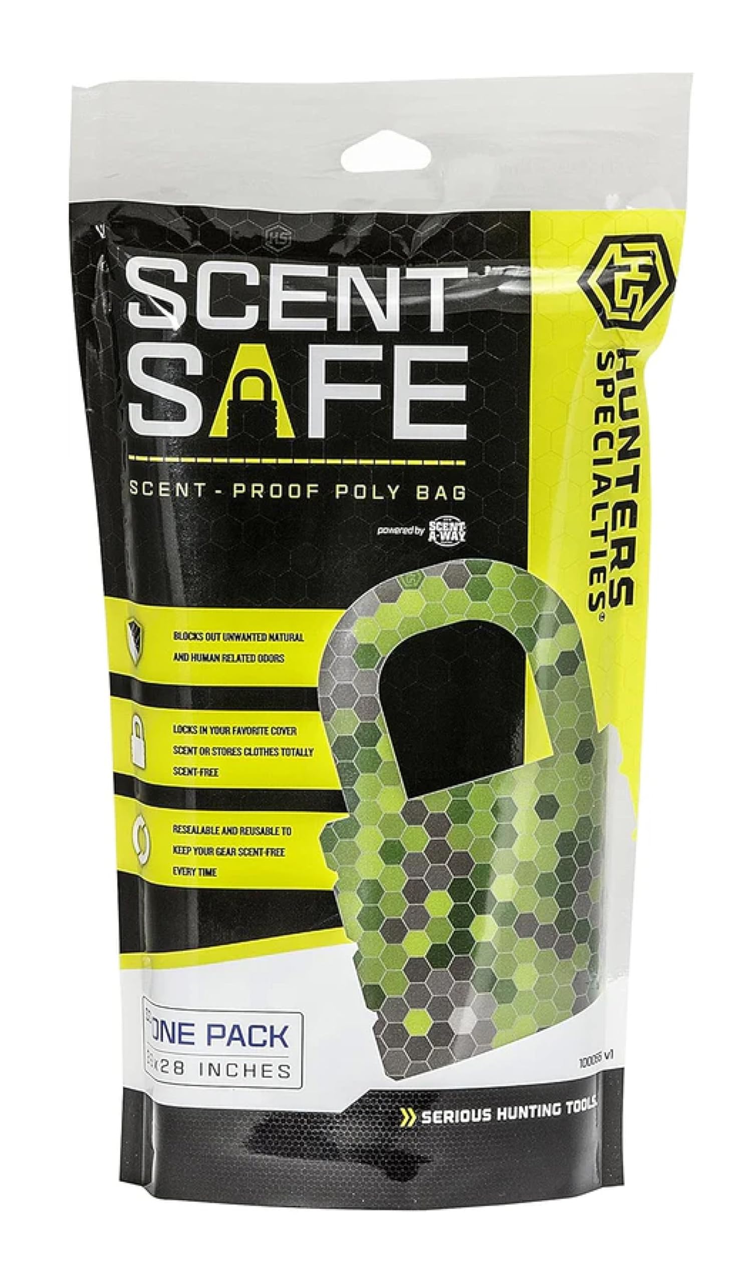 Scent-Safe Hunters Specialties Scent-A-Way Odor Barrier Bag - Hunting Resealable Reusable Scent Proof Storage Bag for Hunting Gear & Equipment, 36" W x 28" H