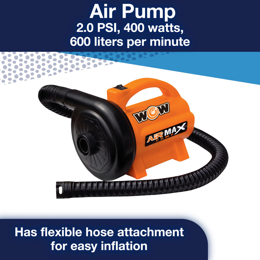 WOW Sports - Electric Air Pump High Pressure - 5 Universal Adapters - 120 Volt 600 Liter / Minute - Orange