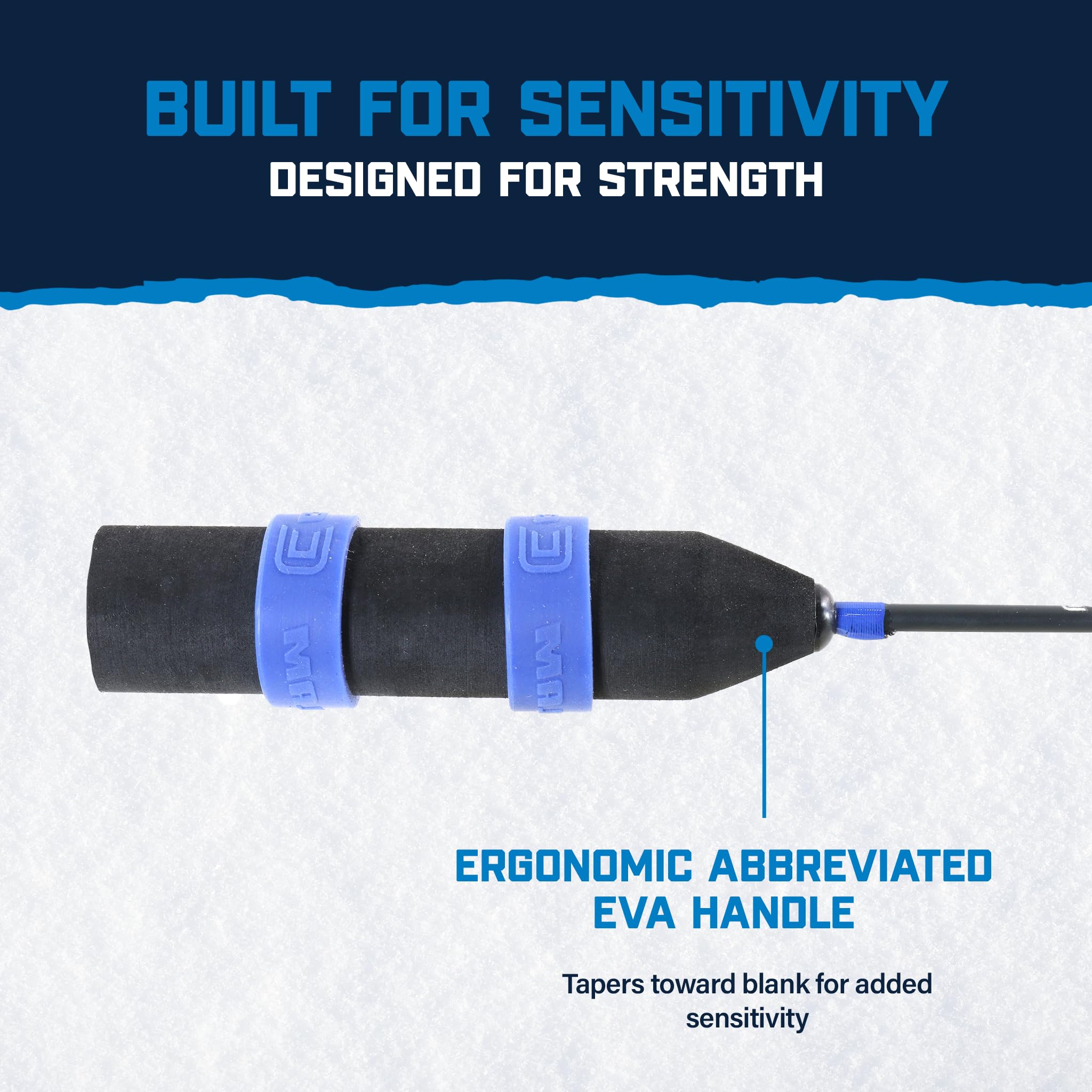Outdoors CLAM Straight Drop 28” Ice Fishing Rod – Ultra-Light Action, Tough Glass Blank, Extreme Sensitivity, Oversized Fly Guides