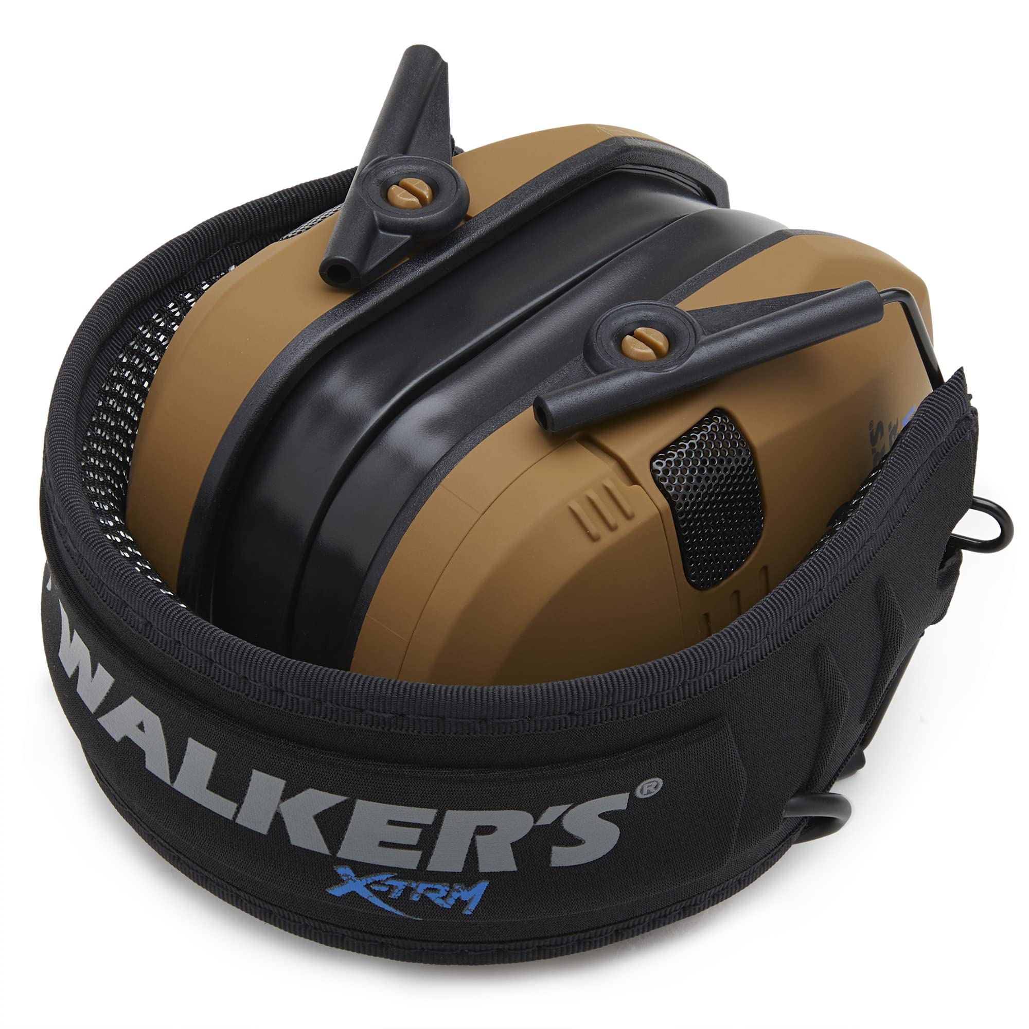 Walker's X-TRM Razor Slim Noise-Cancelling Sound-Enhancing Hunting Gun Range Shooting Electronic Earmuffs with Cooling Pads, Moisture Wicking Headband & 2 AAA Batteries, Battle Brown