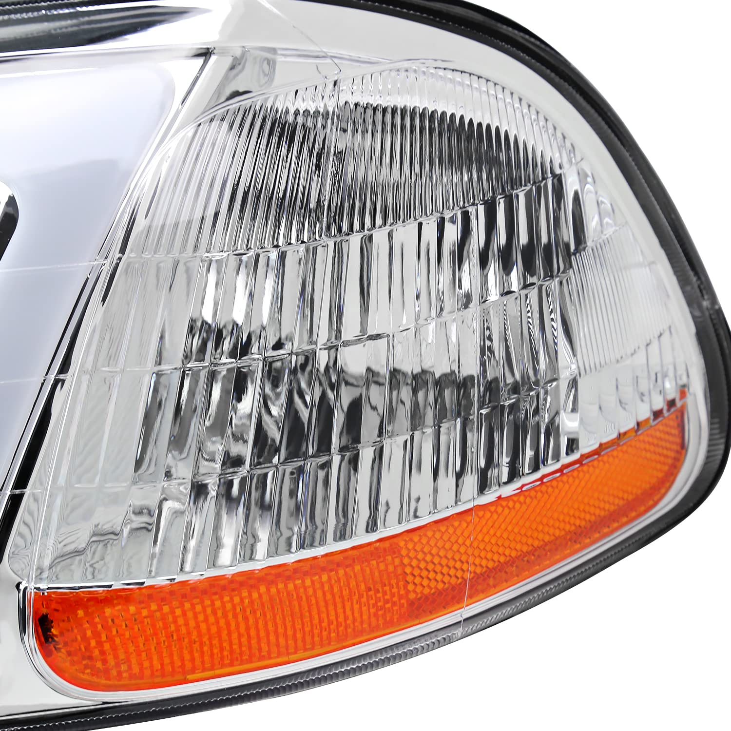 Chrome Headlights w/LED Tube Bar SPEC-D TUNING Compatible with 1996-1998 Honda Civic 2/4Dr