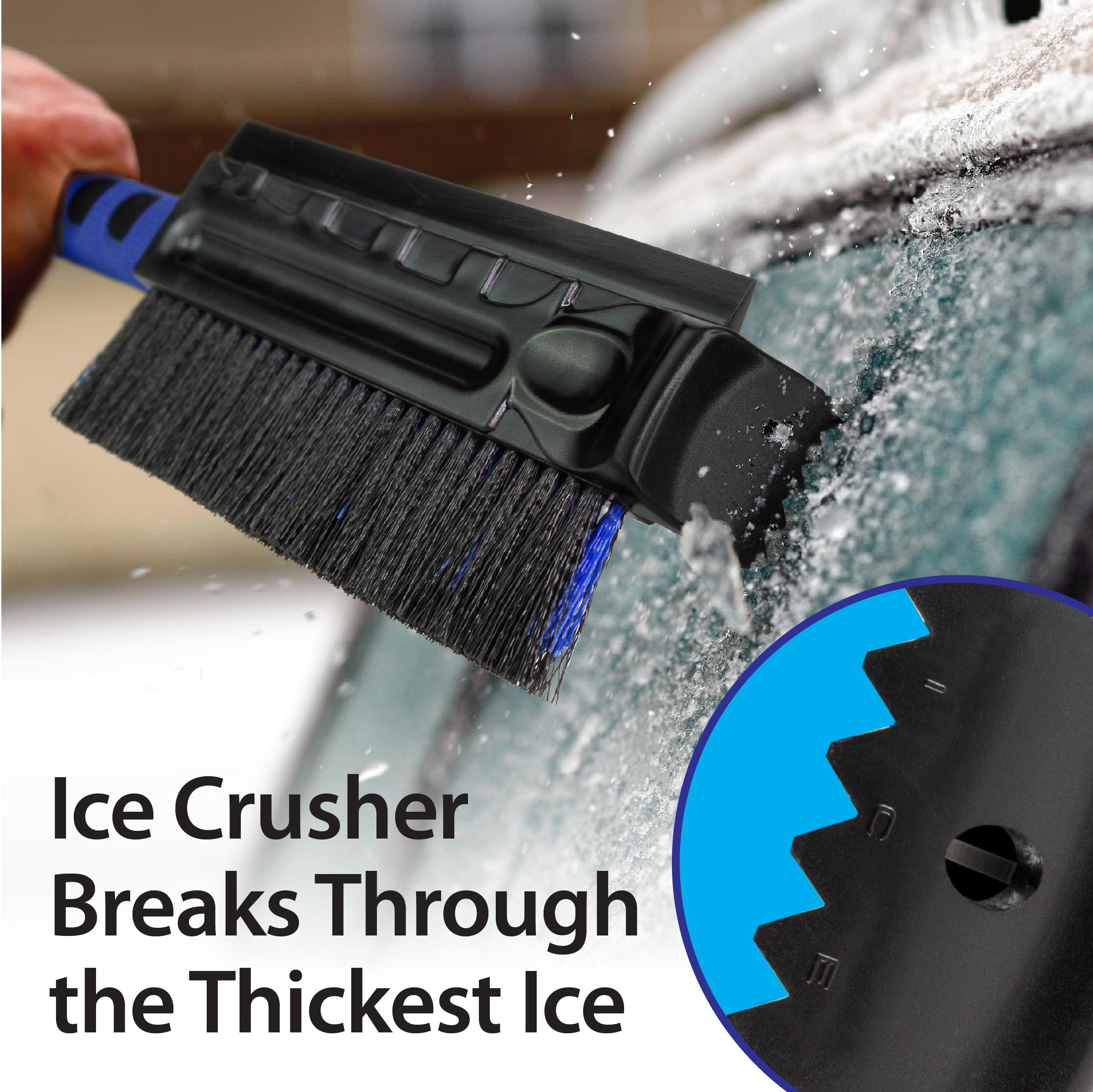 Ice Crusher SubZero 16619 51" Dual Head Pivoting Snowbroom and Squeegee with Integrated Ice Scraper