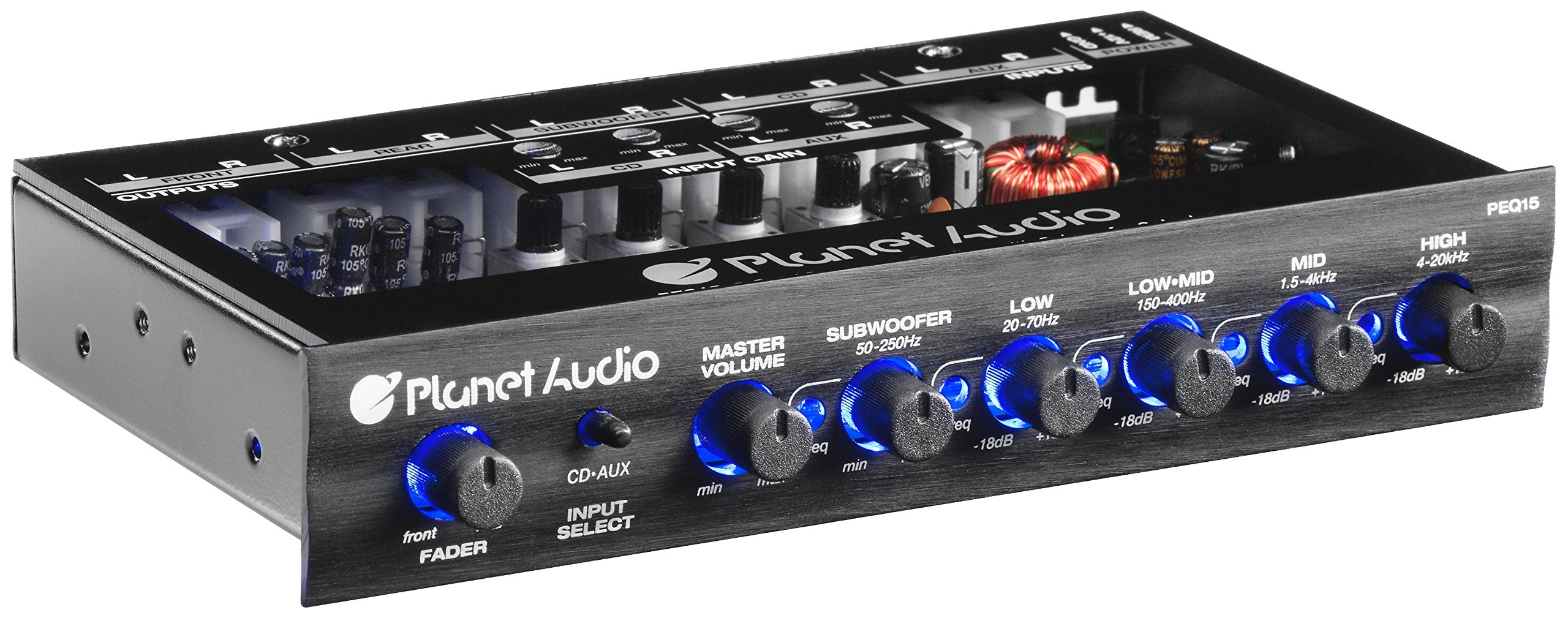 5 Band Planet Audio PEQ15 Car Stereo Equalizer - Half Din, Subwoofer Output with Adjustable Filter, Fixed Bands, Remote Subwoofer Control