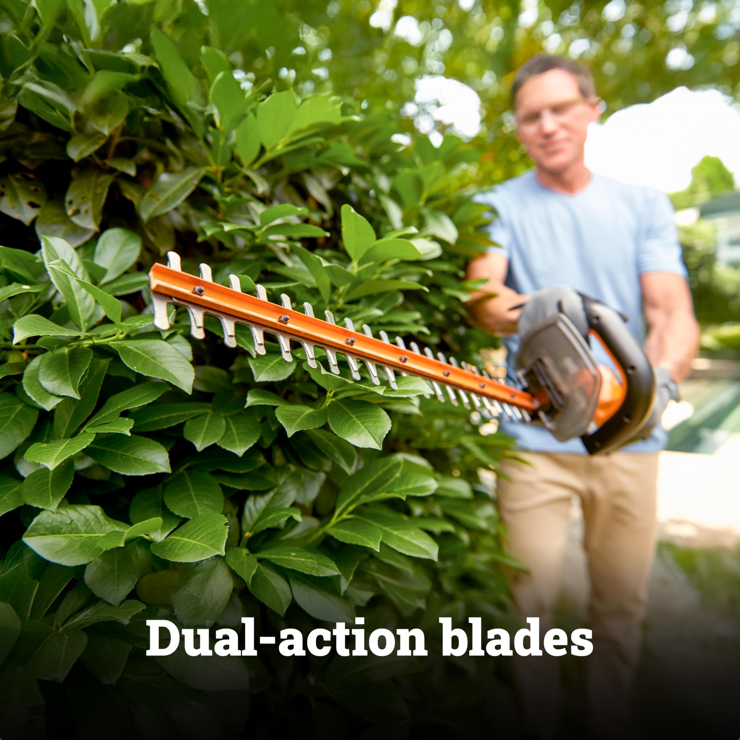 22" WORX Cordless Hedge Trimmer, Electric Hedge Trimmer with Dual-Action Blades, Lightweight Bush Trimmer with 5.5 LBS, Battery & Charger Included, WG261
