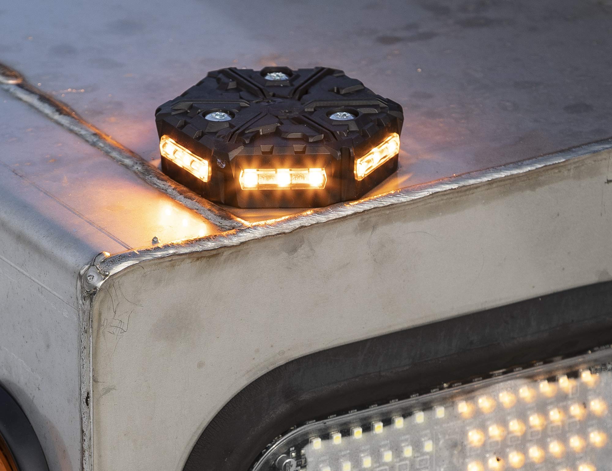 Buyers Products SAE J845 Class 2 LED Micro Beacon, Rated IP67, Permanent Mount, Light For Dump Trucks, Service Body Trucks, Strobe Lights for Vehicles