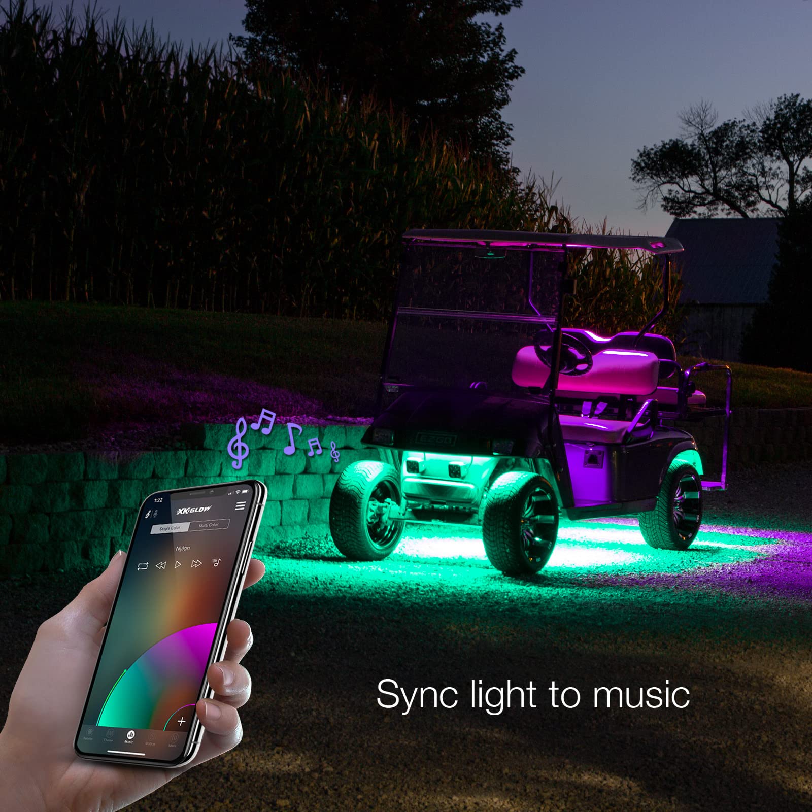 XKGLOW LED Golf Cart Accent Light Kits XK-Golf-ADV | XKchrome Smartphone App