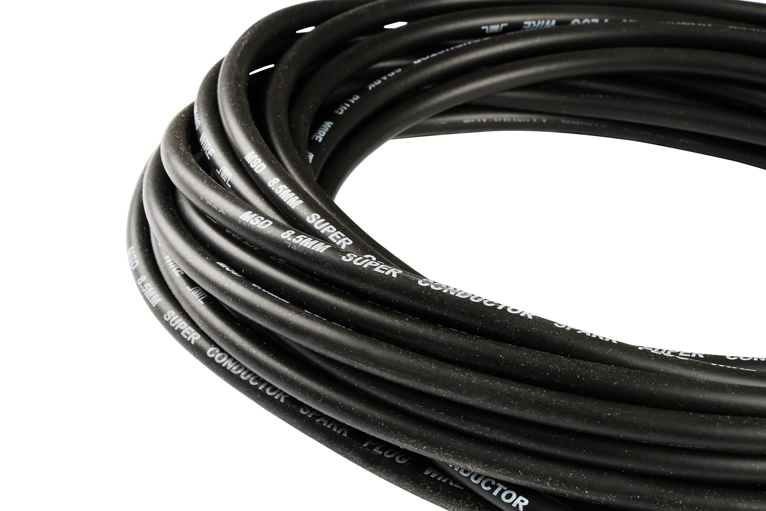 8.5mm MSD Super Conductor Spark Plug Wire, Black 50 Ft