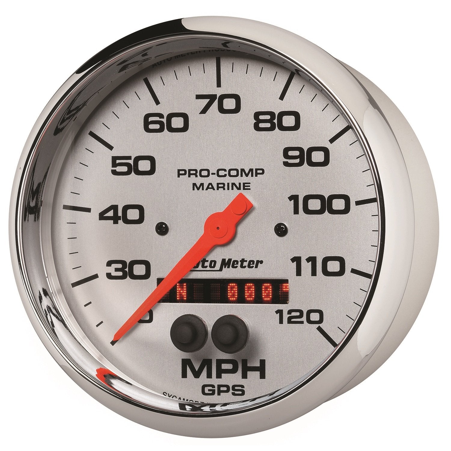 Speedometer AutoMeter 200646-35 Gauge (Marine Chrome Ultra-Lite 5", 120Mph, GPS, Marine Chrome)