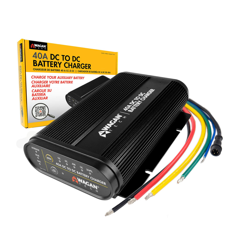 Wagan 12V EL7411 40A DC to DC Battery Charger with Solar Input MPPT Controller for SLA, Flooded, Gel, AGM, Calcium and Lithium, Using Multi-Stage Charging in RVs, Vehicles, Boats and Yachts