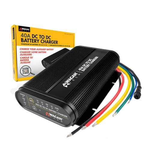 Wagan 12V EL7411 40A DC to DC Battery Charger with Solar Input MPPT Controller for SLA, Flooded, Gel, AGM, Calcium and Lithium, Using Multi-Stage Charging in RVs, Vehicles, Boats and Yachts