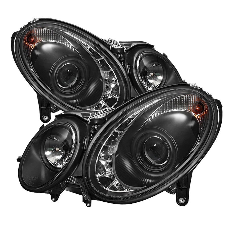 Mercedes Benz E-Class 03-06 Spyder 5029928 Projector Headlights - Xenon/HID Model Only (Not Compatible With Halogen Model) - DRL- Black - High H7 (Included) - Low D2R (Not Included)