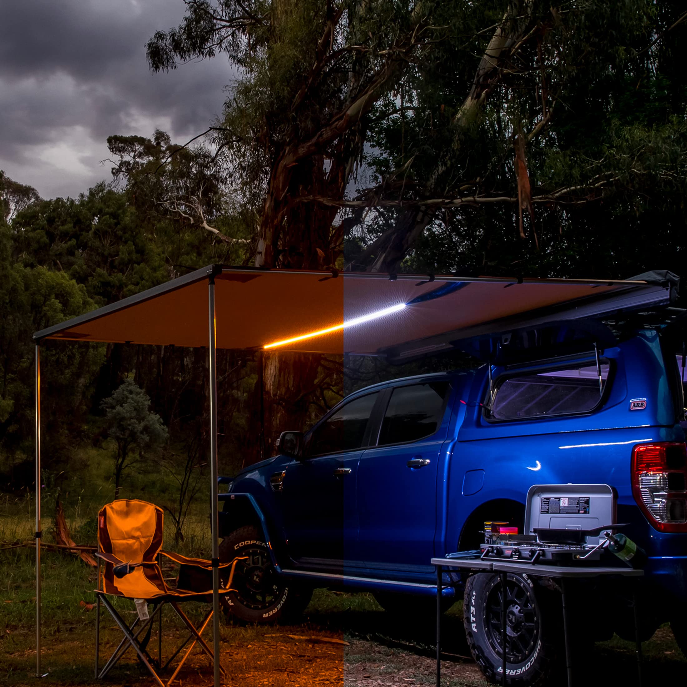 ARB 4x4 814410 Accessories Retractable Awning with Led Light Strip Included 2500x2500mm 8.2 Feet, Ideal for Camping, Roadtrips, Outdoor Trips, Travel, Expeditions, RV, Camper, 4x4 and SUV