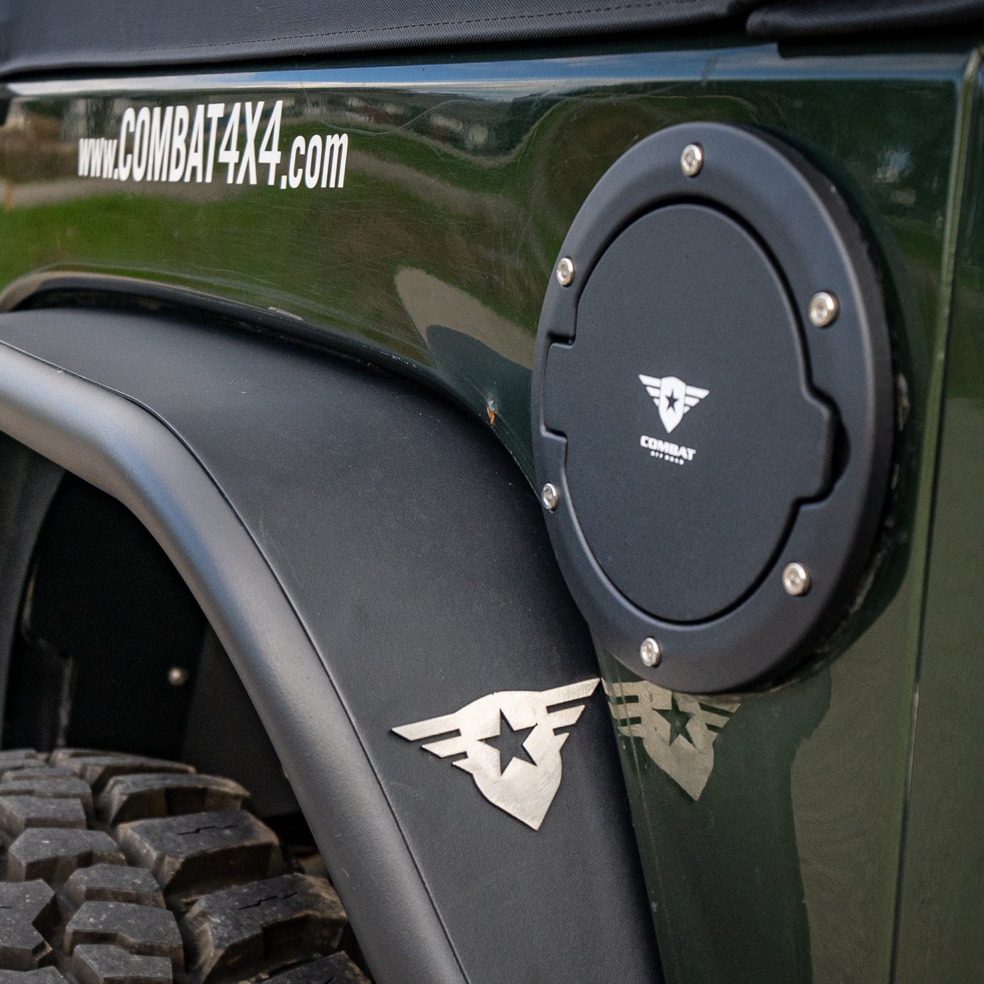 Fuel Containment Door Combat Off Road - Gas Cap Door Compatible with Jeep Wrangler JK/JKU