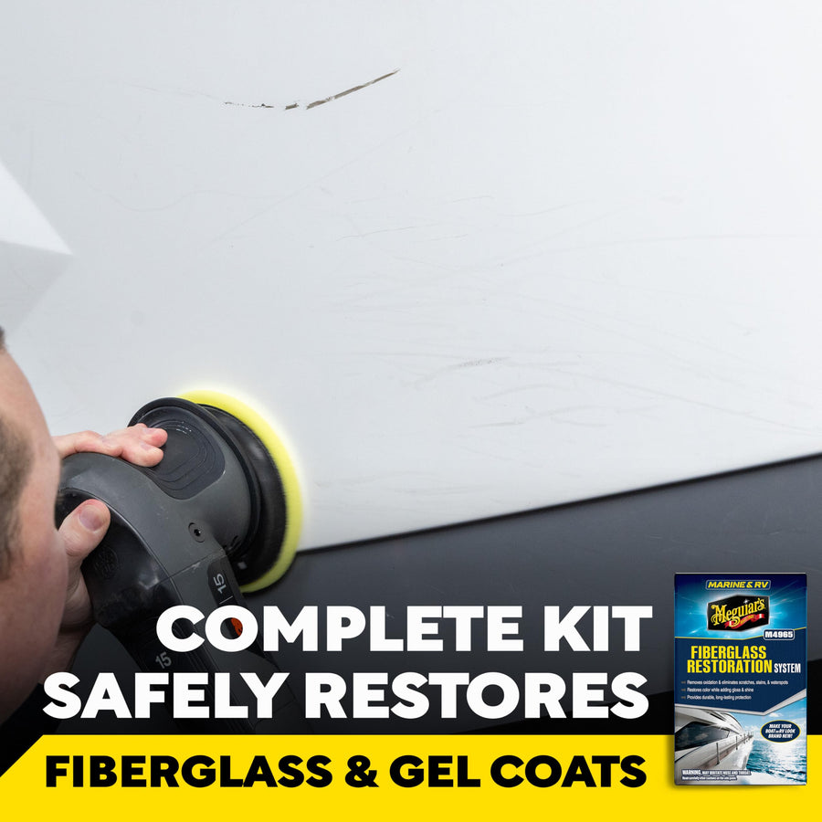 Marine/RV Meguiar’s Fiberglass Restoration System, M4965, 3-Piece Fiberglass Repair Kit with Oxidation Remover, High-Gloss Boat Polish and Wax, Christmas Gift Ideas for Car Dads