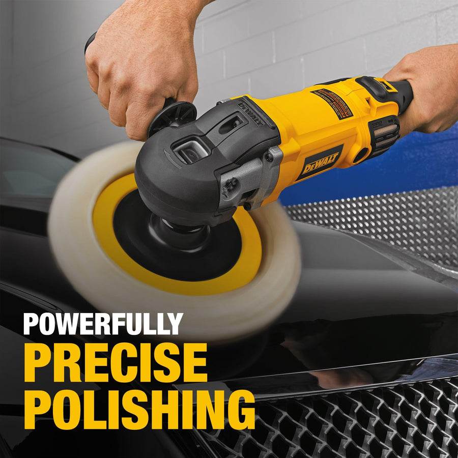 DEWALT 7-in-9-in Buffer Polisher, 12 amp, Variable Speed Dial 0-3,500 RPM’s, Soft Start Corded Car Buffer (DWP849X)
