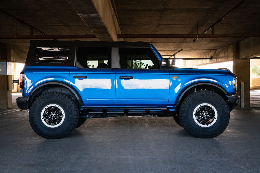 Rock Sliders FS-15 Series for 2021-2024 Ford Bronco | Ladder Design | Protects Frame and Undercarriage | Plated Ends | Black Finish | DV8 Offroad