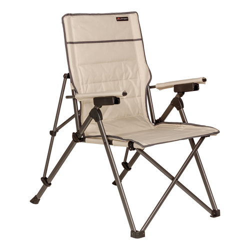 Sun Soaker Lippert Three-Position Reclining Camping Chair with 600D Polyester Fabric, Padded Back/Seat, Steel Frame Construction, 250-lb. Weight Capacity, Sand Color - 2022120580