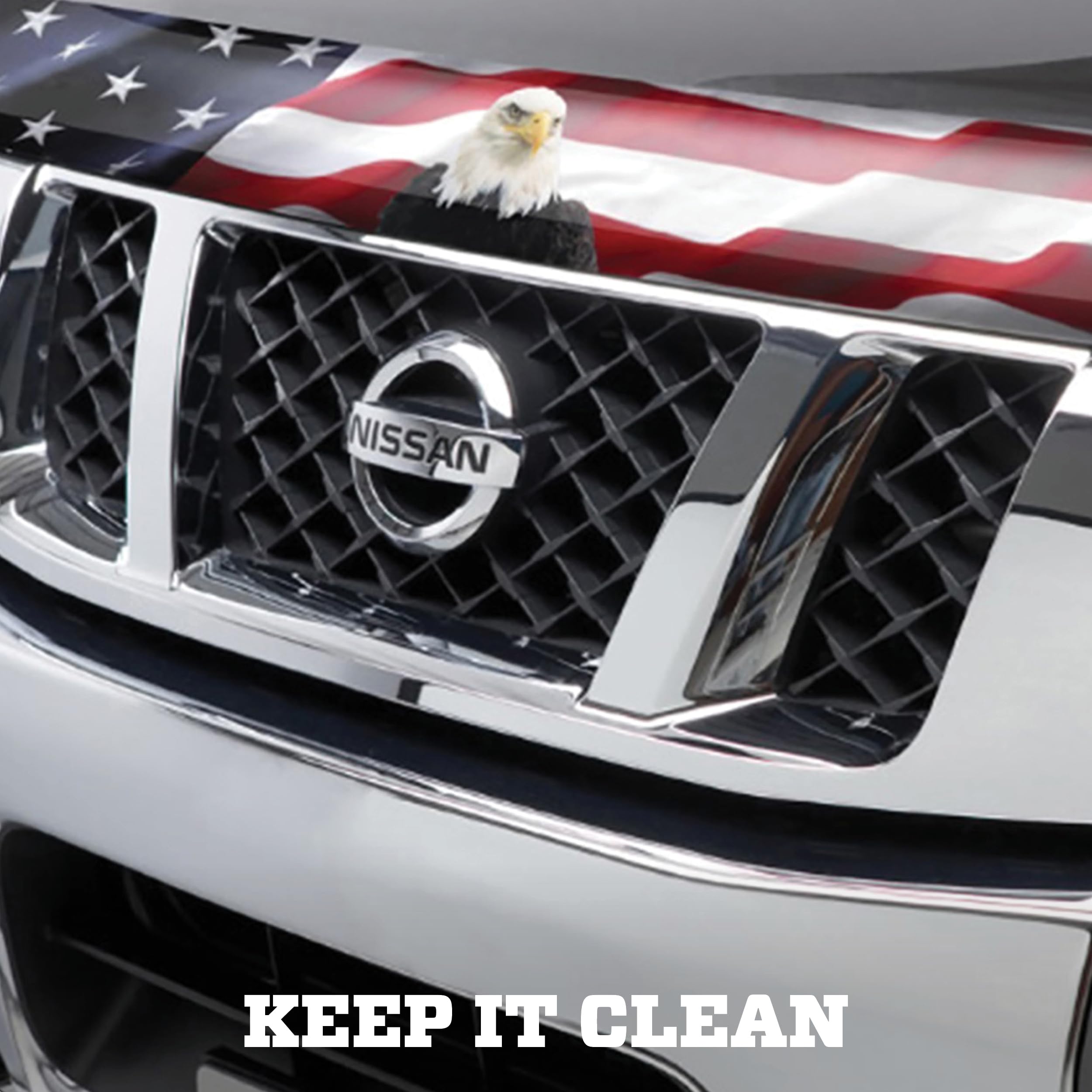 Husky Liners American Flag Hood Protector w/ | Fits 1999-2007 GMC Sierra 1500; 2001-2006 Sierra 2500 HD/3500 (2007 Sierra 2500 HD Classic), High Profile/Bug Shield - 1 pc, Multi-Color-USA | 2818912