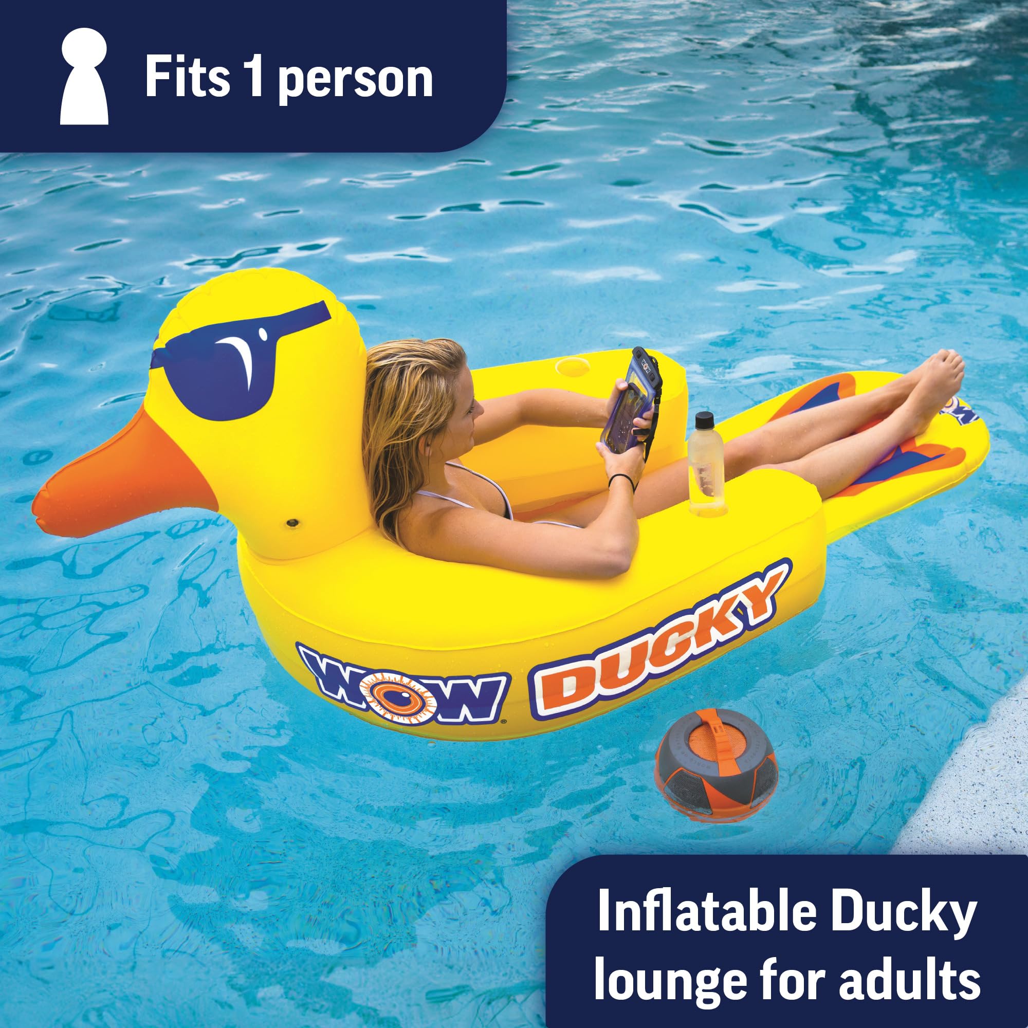 Ducky Lounge WOW Sports 1 Person Inflatable Float Seat with Flip Out Foot Rest, 19-2000
