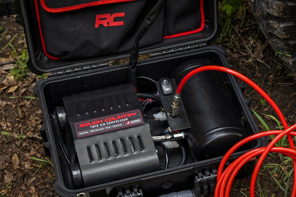 Portable Rough Country Twin Air Compressor | 12V | 150PSI | 6.16 CFM - RS208A