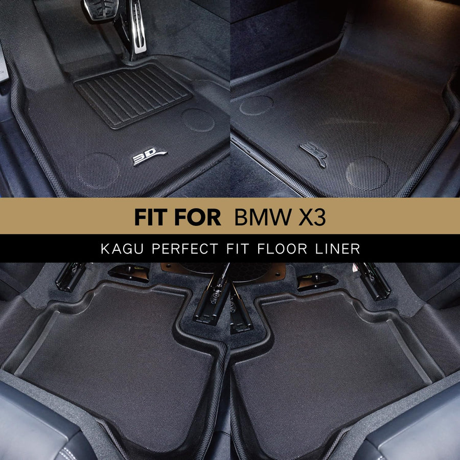 3D MAXpider Kagu Custom Fit Floor Mat (Black) Compatible with BMW X3 (G01) 2018-2026 / X4 (G02) 2019-2026 - Full Set