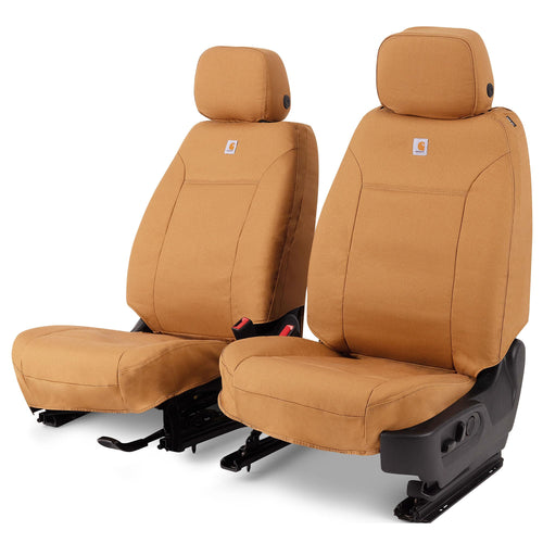 Covercraft Custom Seat Covers Carhartt for 2017-2019 Silverado/Sierra 1500 (2019 LD Old Body Style Only) & 2017-2019 2500/3500-1st Row Bucket Seats, Duck Weave Brown