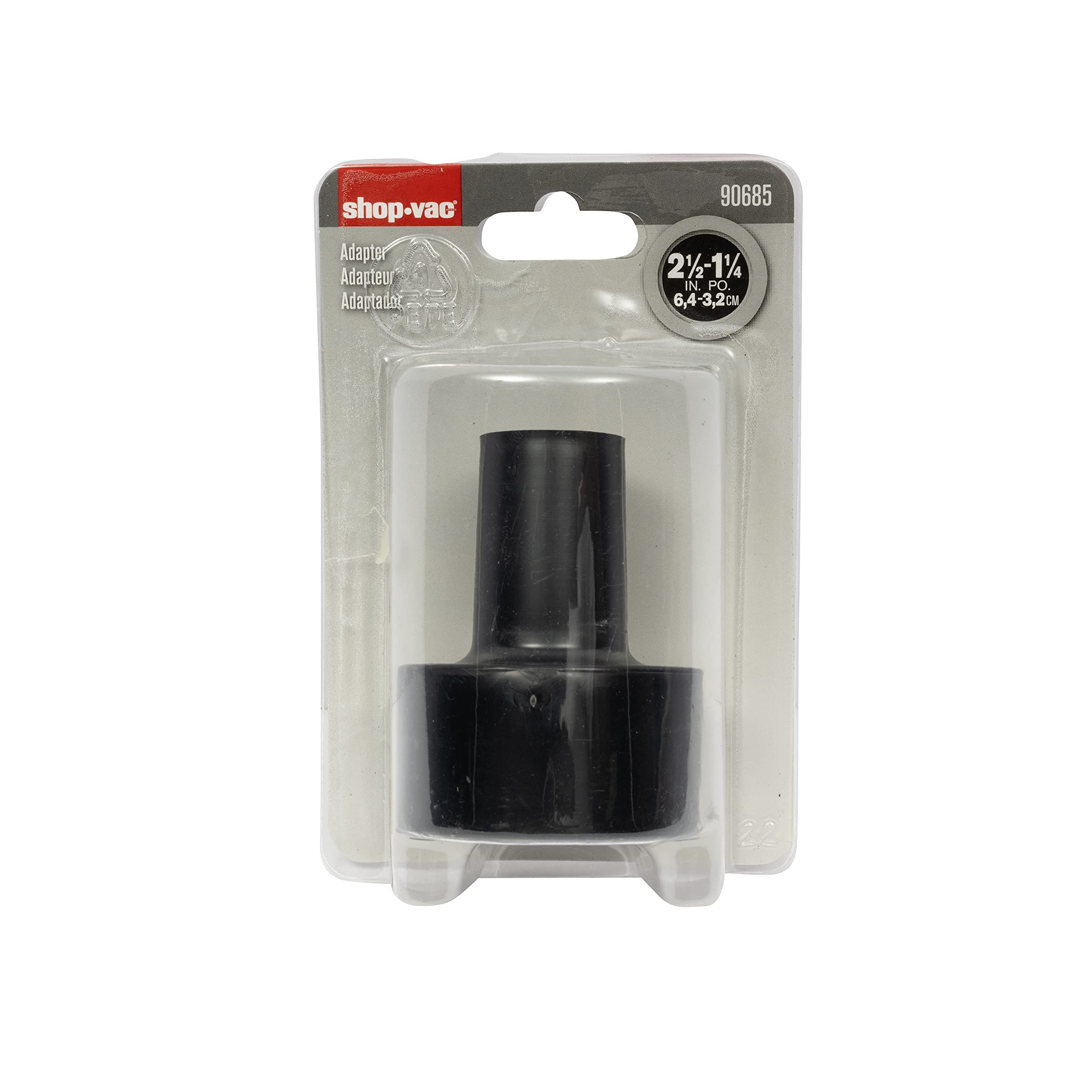 2.5 Inch to 1.25 Inch Shop-Vac Conversion Unit 9068533, Durable Plastic Design for Adapting Hose Sizes, (1-Pack)