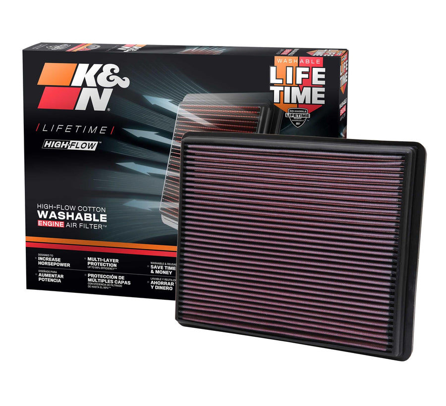 High-Flow K&N Original Lifetime Engine Air Filter: Increase Power: Compatible with 1999-2020 Cadillac/Chervolet/GMC: Escalade, Avalanche, Cheyenne, Silverado, Suburban, Tahoe, Sierra, Yukon, 33-2129
