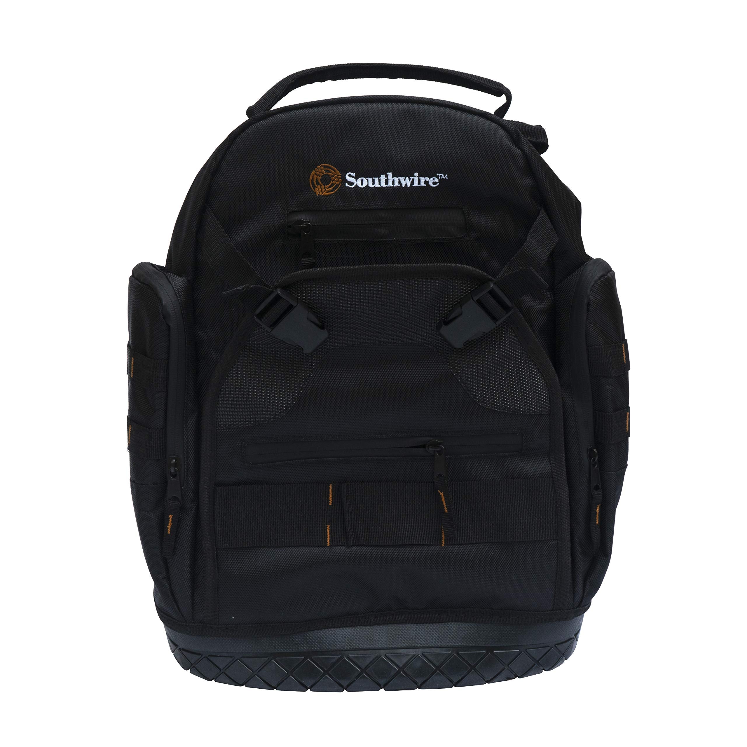 PROBAGBP Southwire Rugged Pro Tool Backpack with Heavy Duty Molded Base, Chest and Padded Shoulder Straps, 28 Pockets, 3 Zippered Pouches, 29 Tool Loops