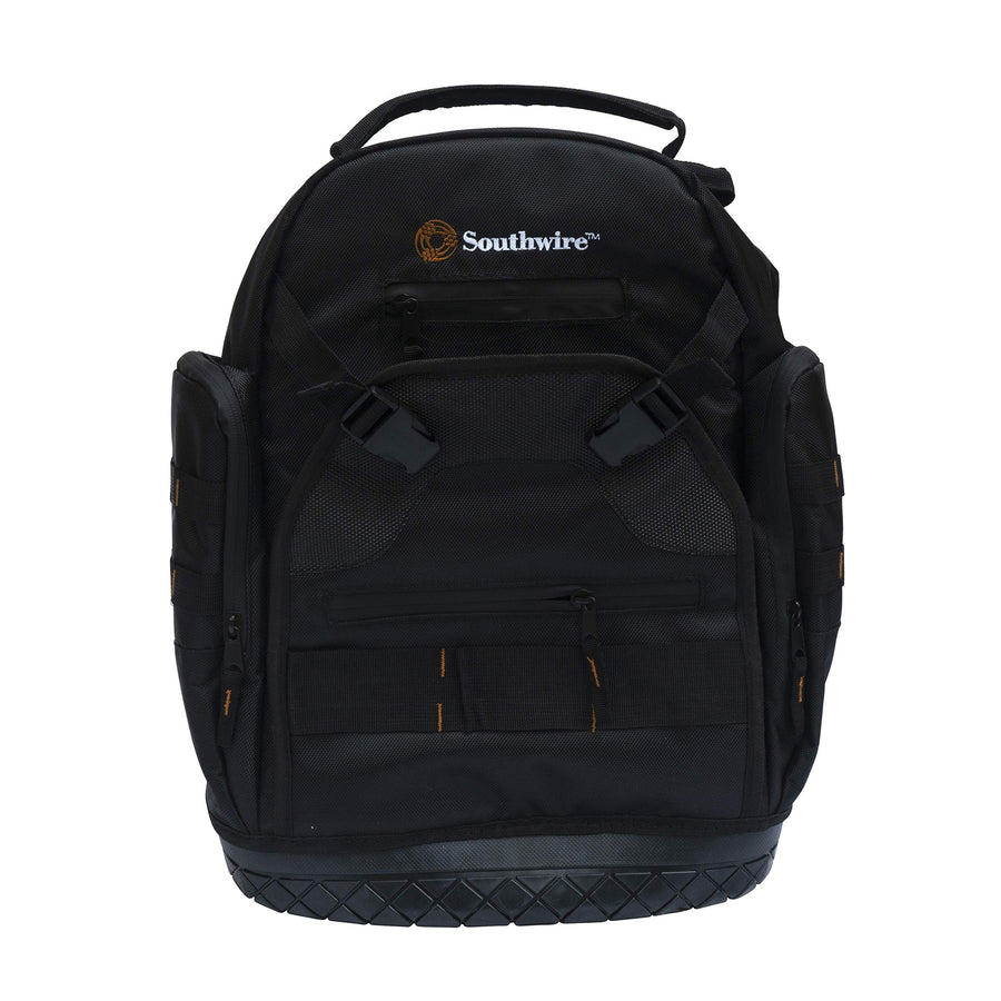 PROBAGBP Southwire Rugged Pro Tool Backpack with Heavy Duty Molded Base, Chest and Padded Shoulder Straps, 28 Pockets, 3 Zippered Pouches, 29 Tool Loops