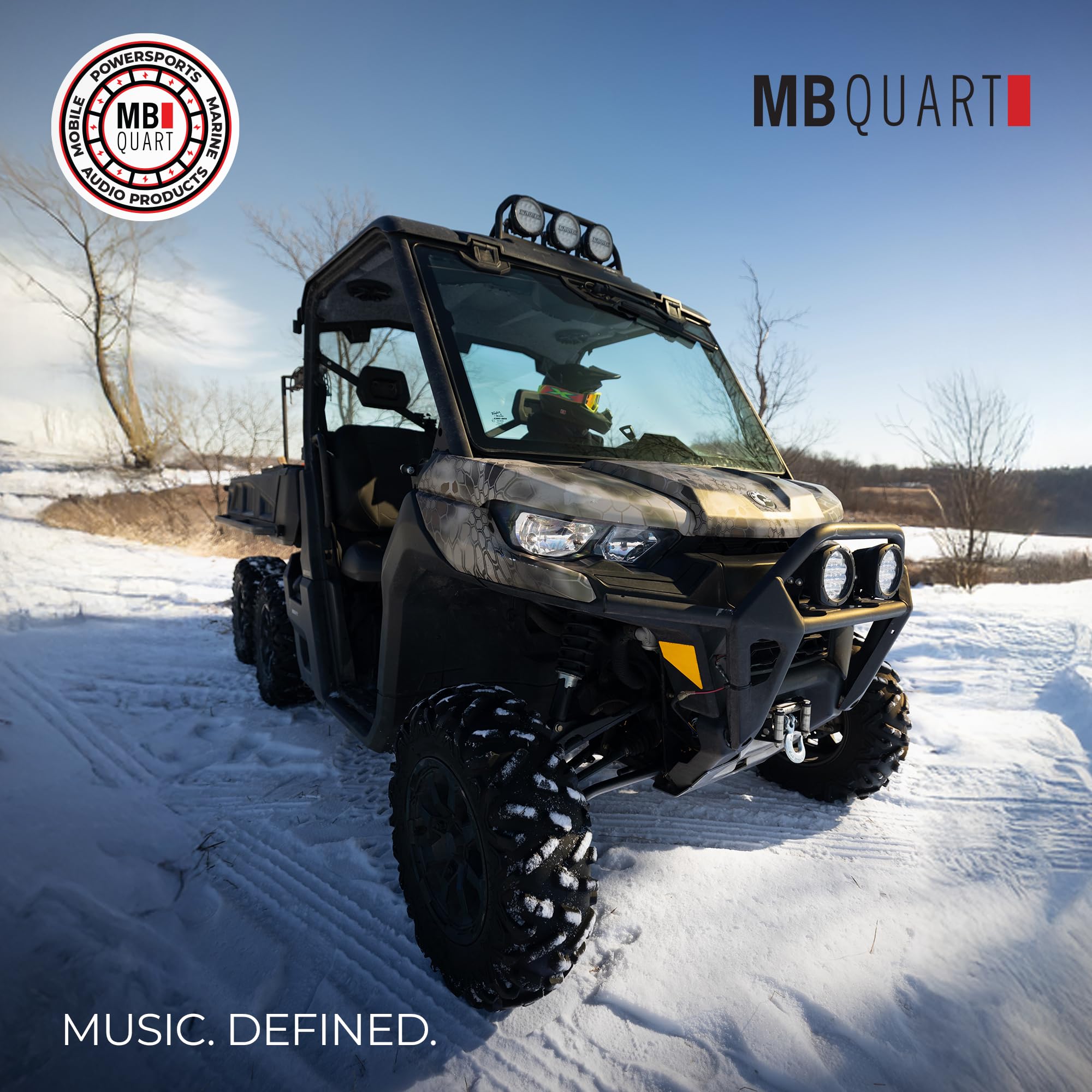 MB Quart Audio Upgrade Can-Am Defender, 400W Dual 10" Subwoofer System, Plug and Play Compatibility with Models 2017-2025, Marine Grade Protection